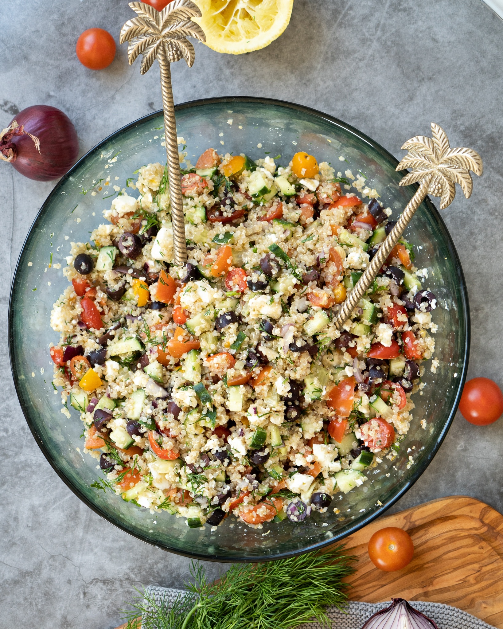 Feta olive quinoa salad, Mediterranean flavors, Delicious dish, Ready to enjoy, 1640x2050 HD Phone