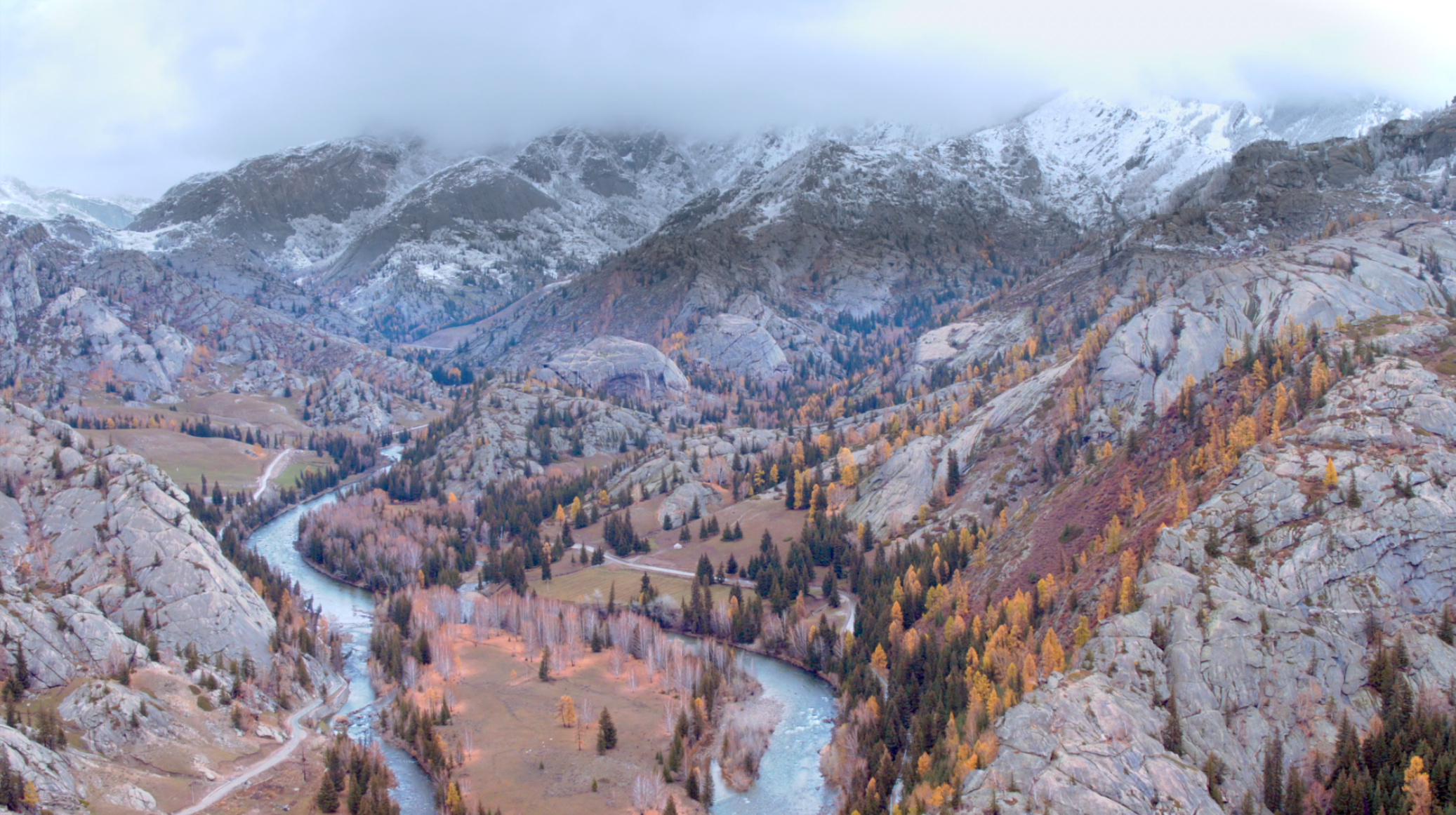 Altai Mountains, Tranquil natural beauty, Xinjiang's hidden gem, Serene landscapes, 2080x1170 HD Desktop