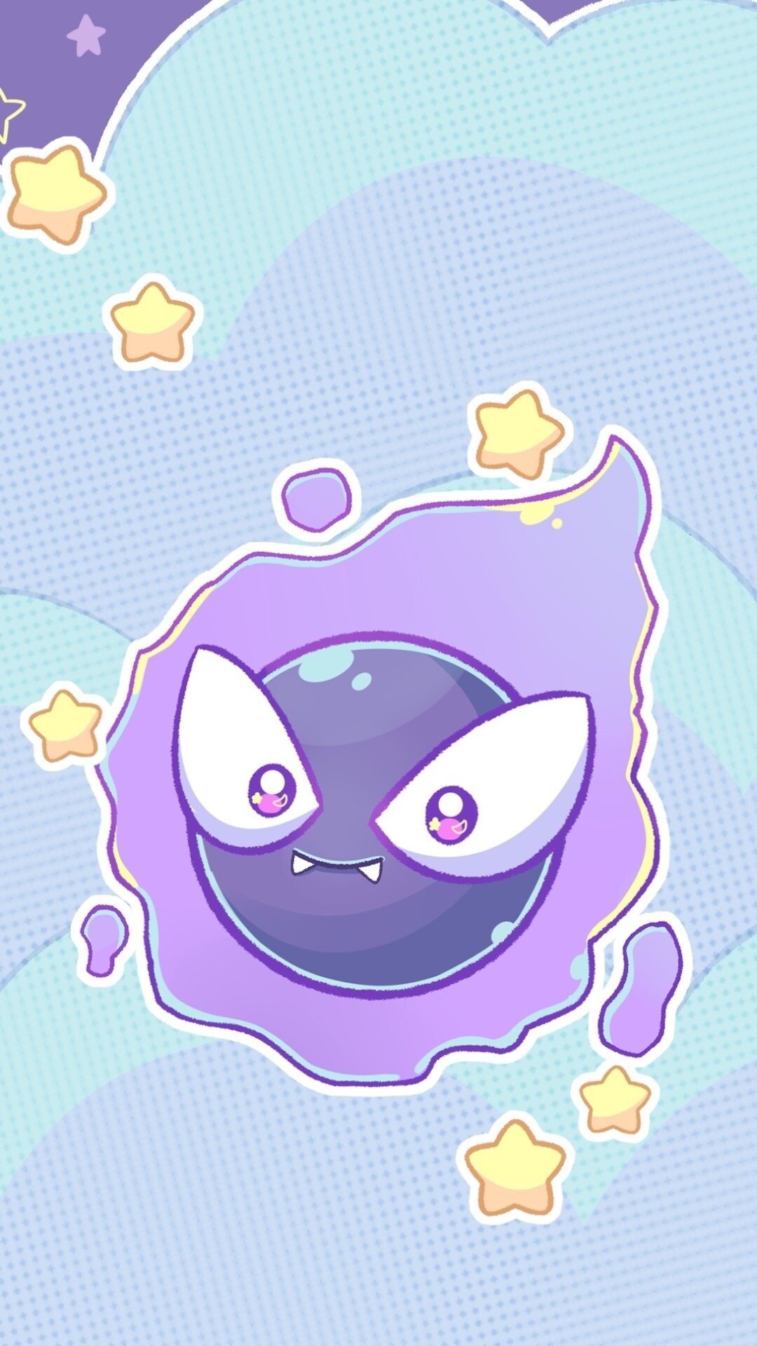 Ghost Pokemon: Gastly, has no real shape as it appears to be made of a gas. 1080x1920 Full HD Background.