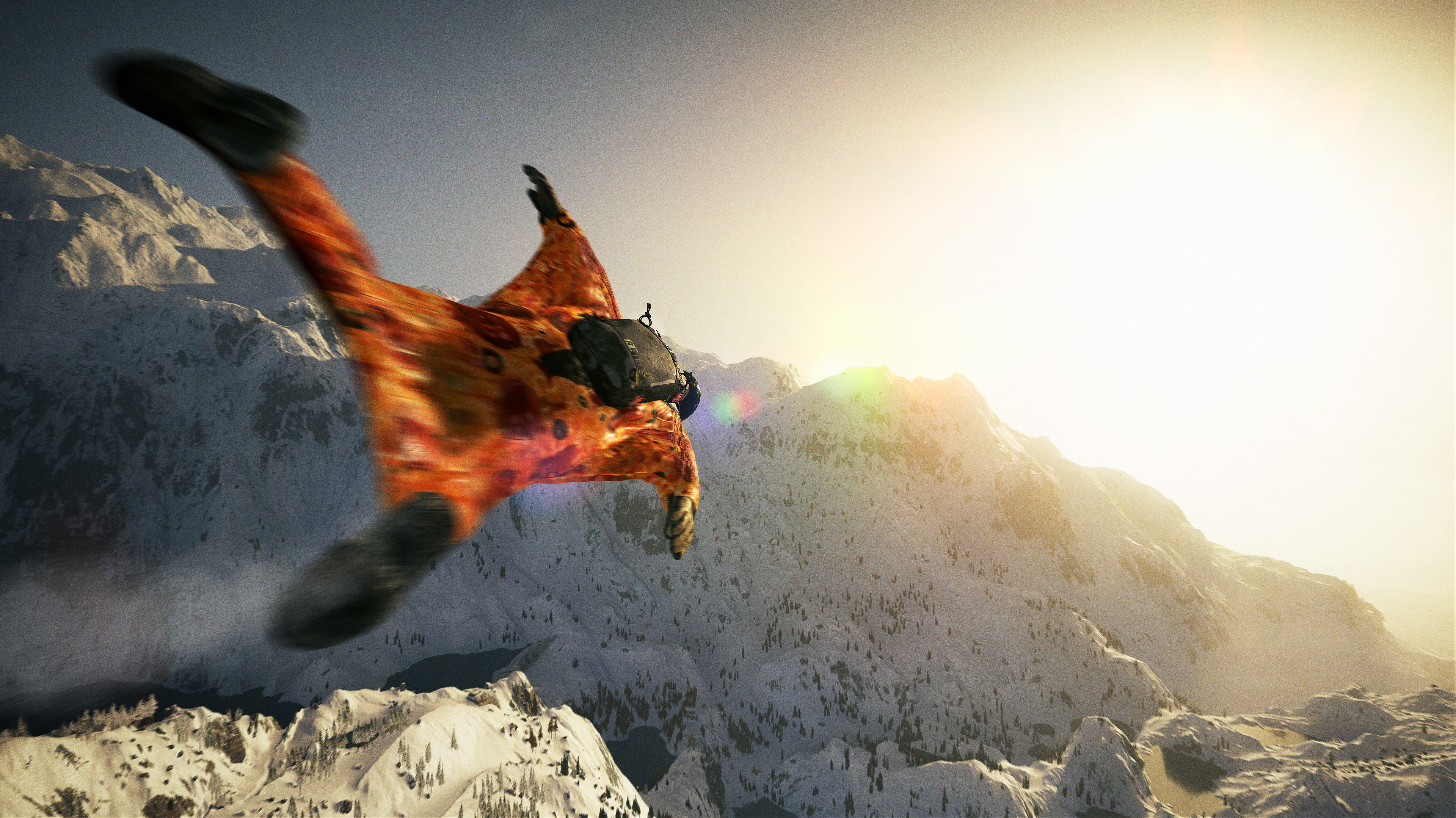 Wingsuit Flying: Squirrel suit in the mountains, Flying squirrel, Windsports. 3840x2160 HD Background.