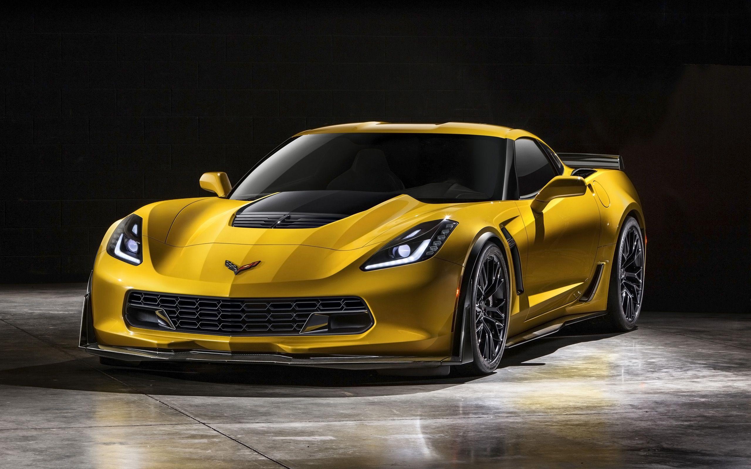 Corvette: Yellow Chevy Z06 C7, A high-performance supercharged version of a classic ZR1. 2560x1600 HD Wallpaper.