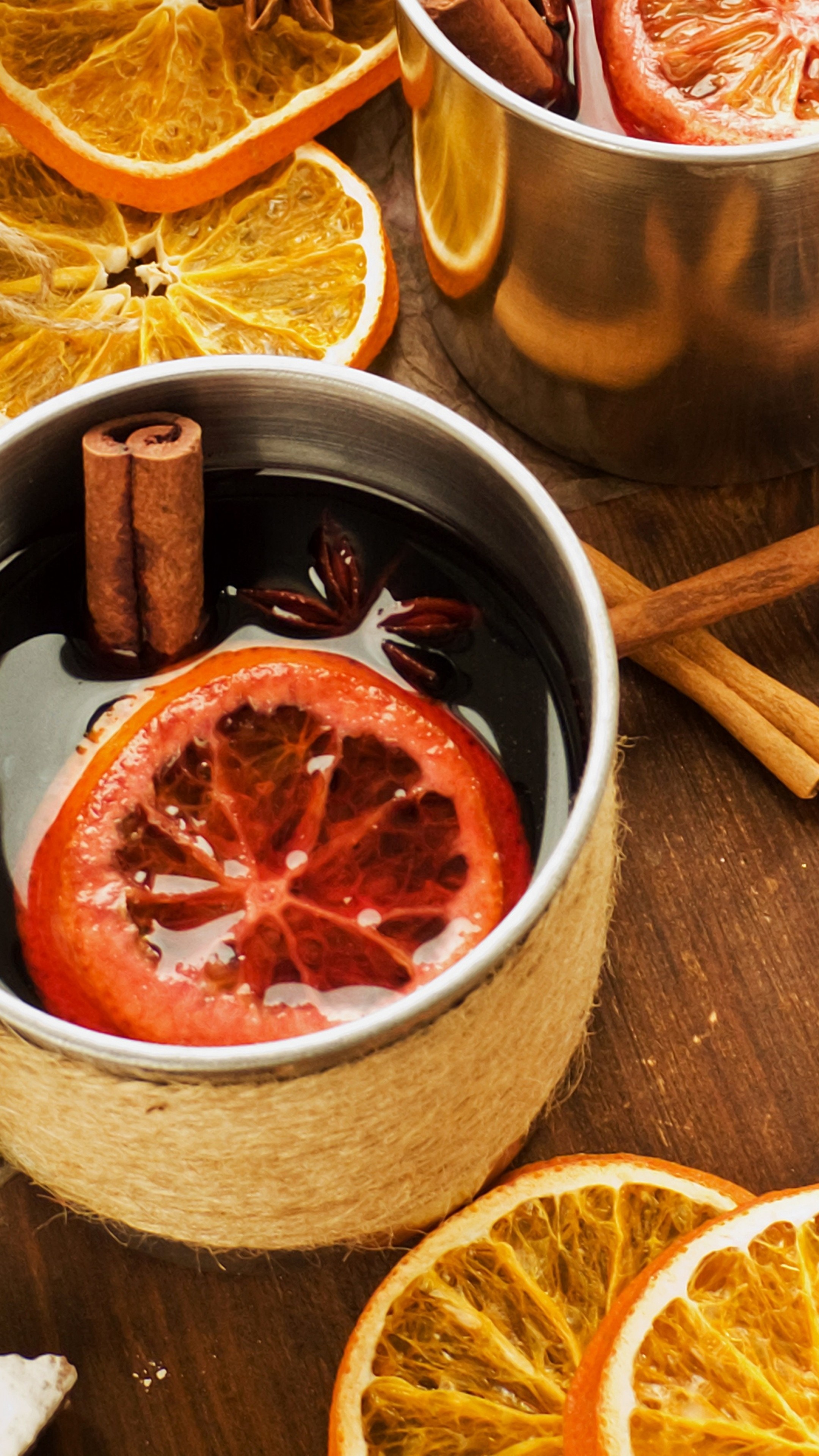 Mulled wine delight, Citrus-infused drink, Spiced cookies, Festive food, 2160x3840 4K Phone