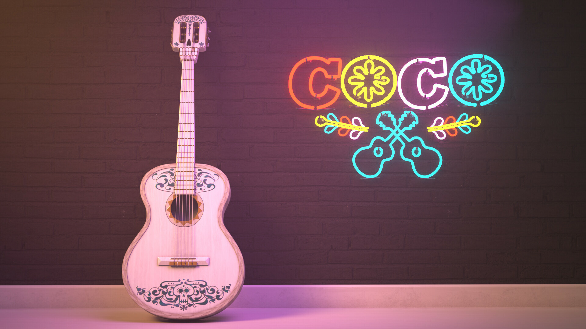 Coco (Cartoon): Miguel's guitar from Pixar's 2017 movie. 1920x1080 Full HD Background.