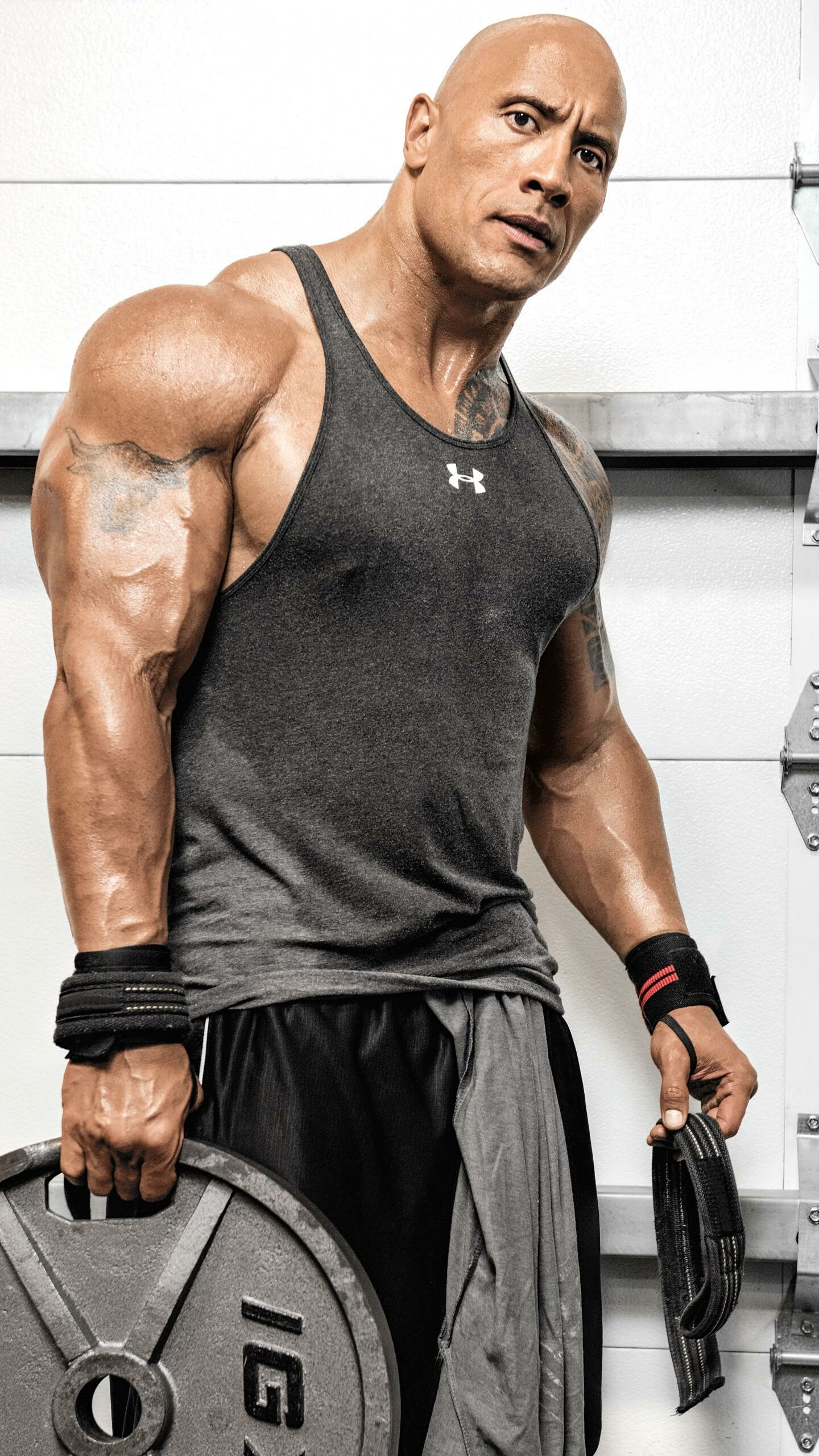 Powerlifting: Dwayne The Rock Johnson, Workouts, Strength sport. 1440x2560 HD Wallpaper.