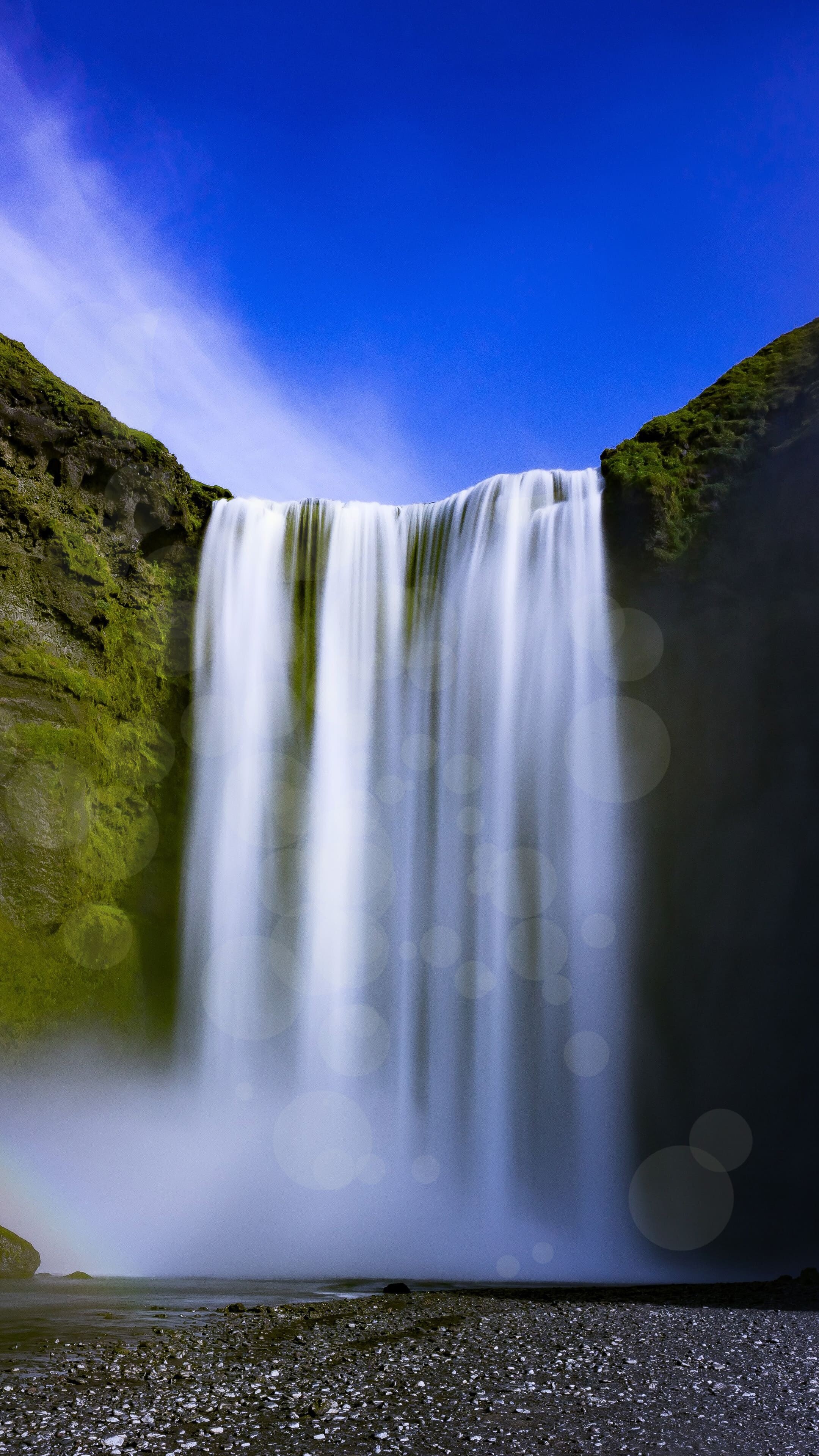 Waterfall: Skogafoss, The Skoga River, The south of Iceland. 2160x3840 4K Background.
