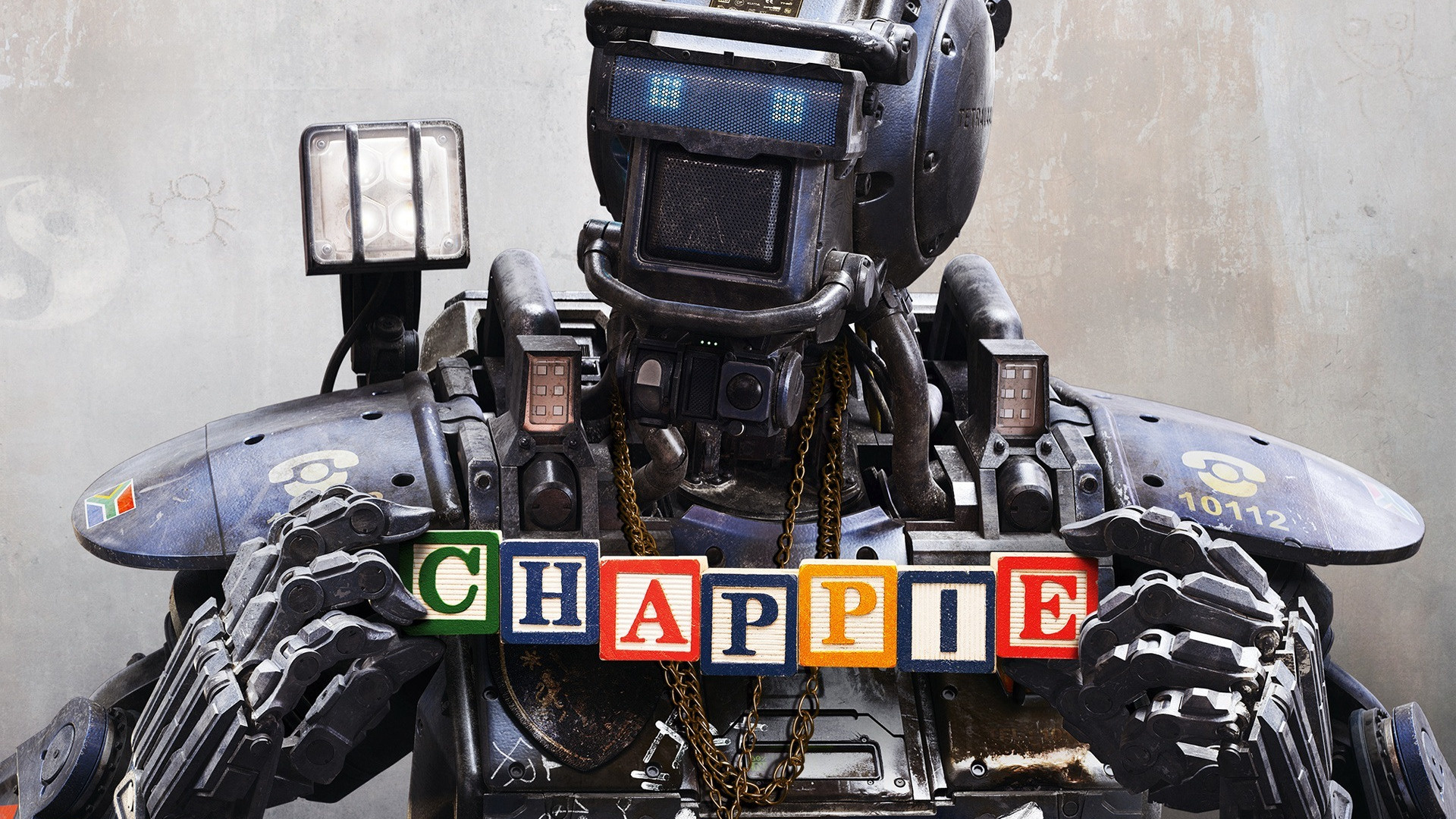 Chappie: Reprogrammed by its creator Deon to think for itself, Robot. 1920x1080 Full HD Wallpaper.