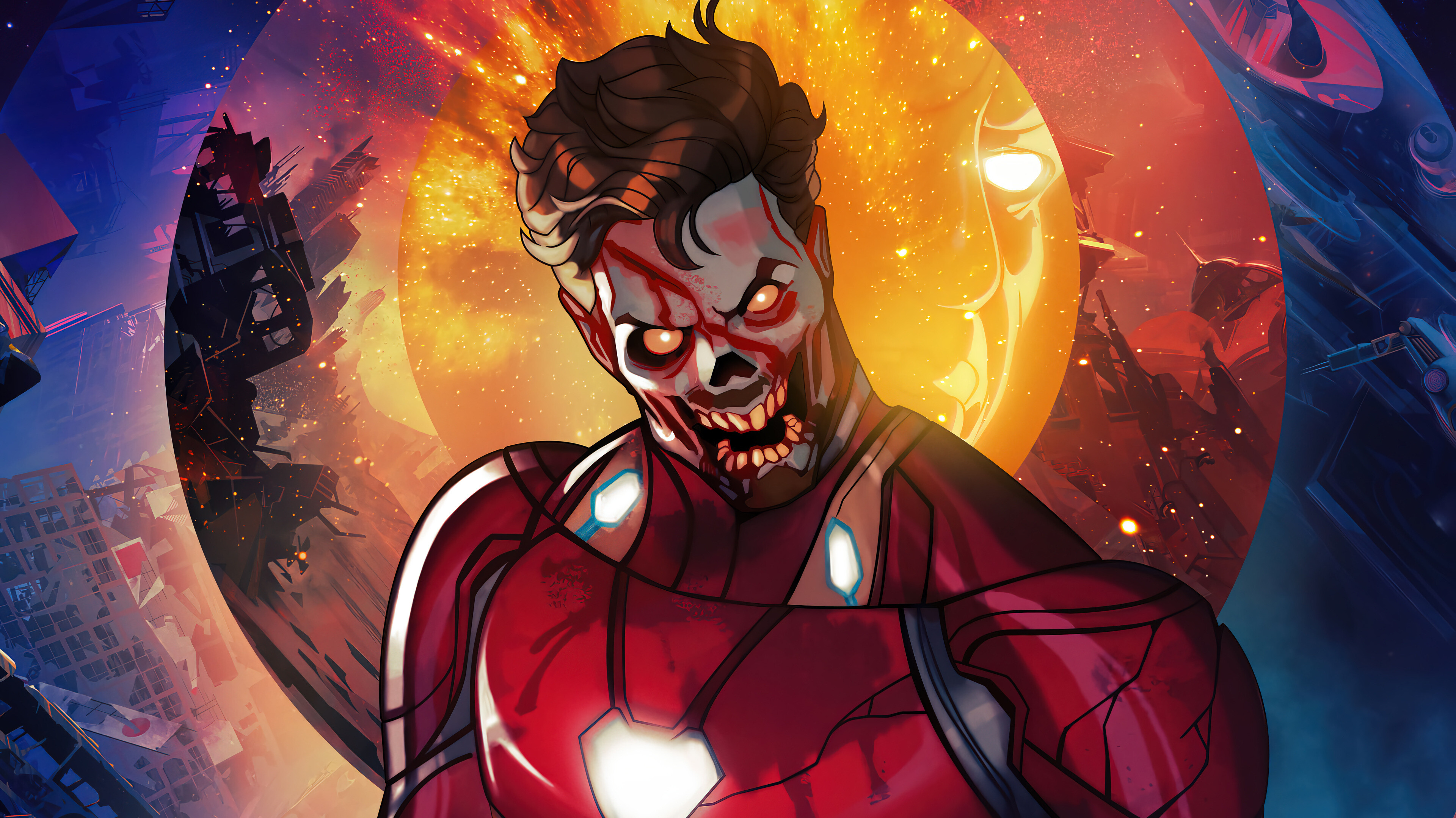 What If...?: Zombie Iron Man, Anthony Edward "Tony" Stark, Marvel series. 3840x2160 4K Wallpaper.