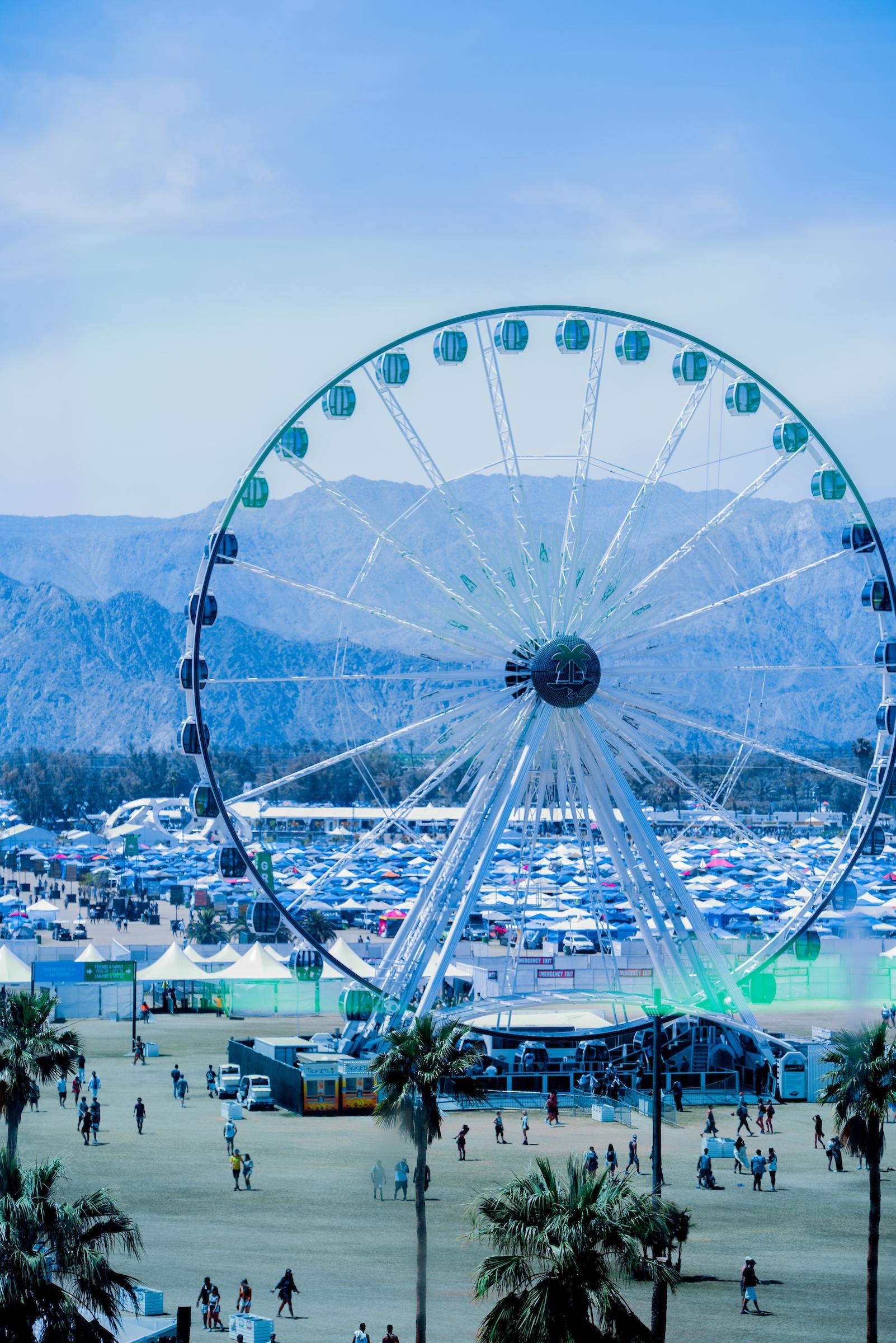 Coachella: A multi-day music and arts festival held in California, The iconic Ferris Wheel. 1610x2400 HD Background.