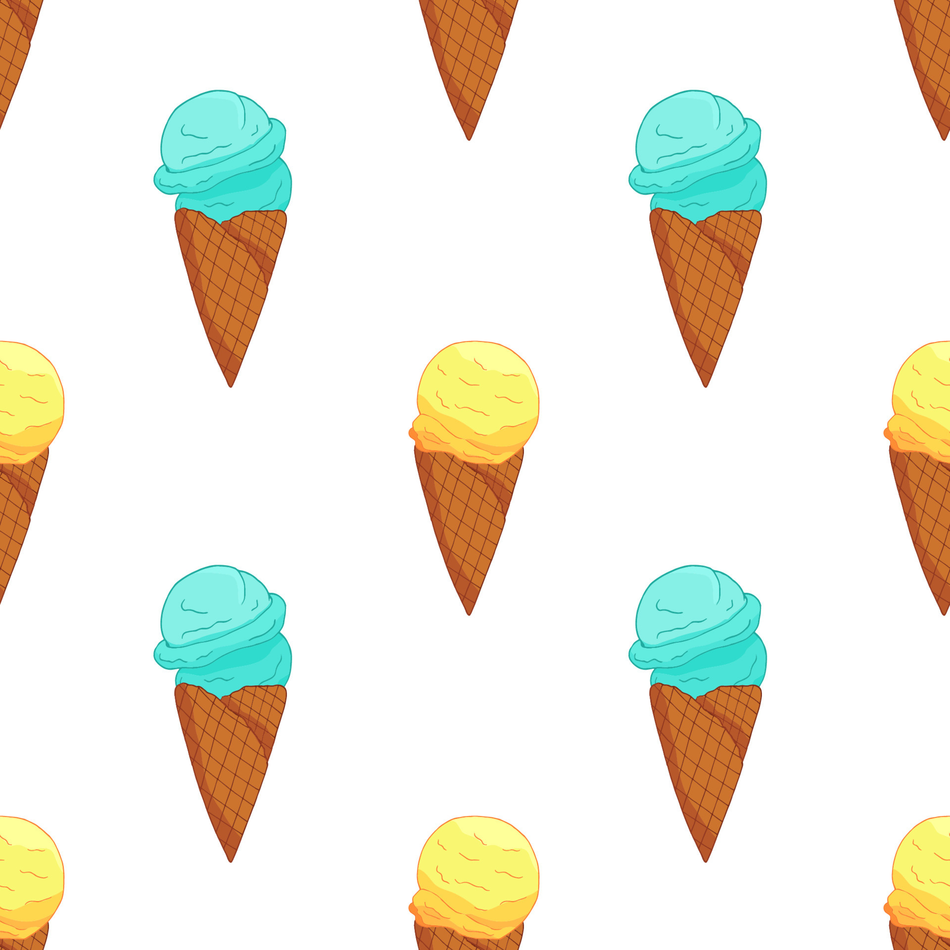 Ice Cream Cone, Sweet Seamless Pattern, Colorful Ice Cream, 1920x1920 HD Phone