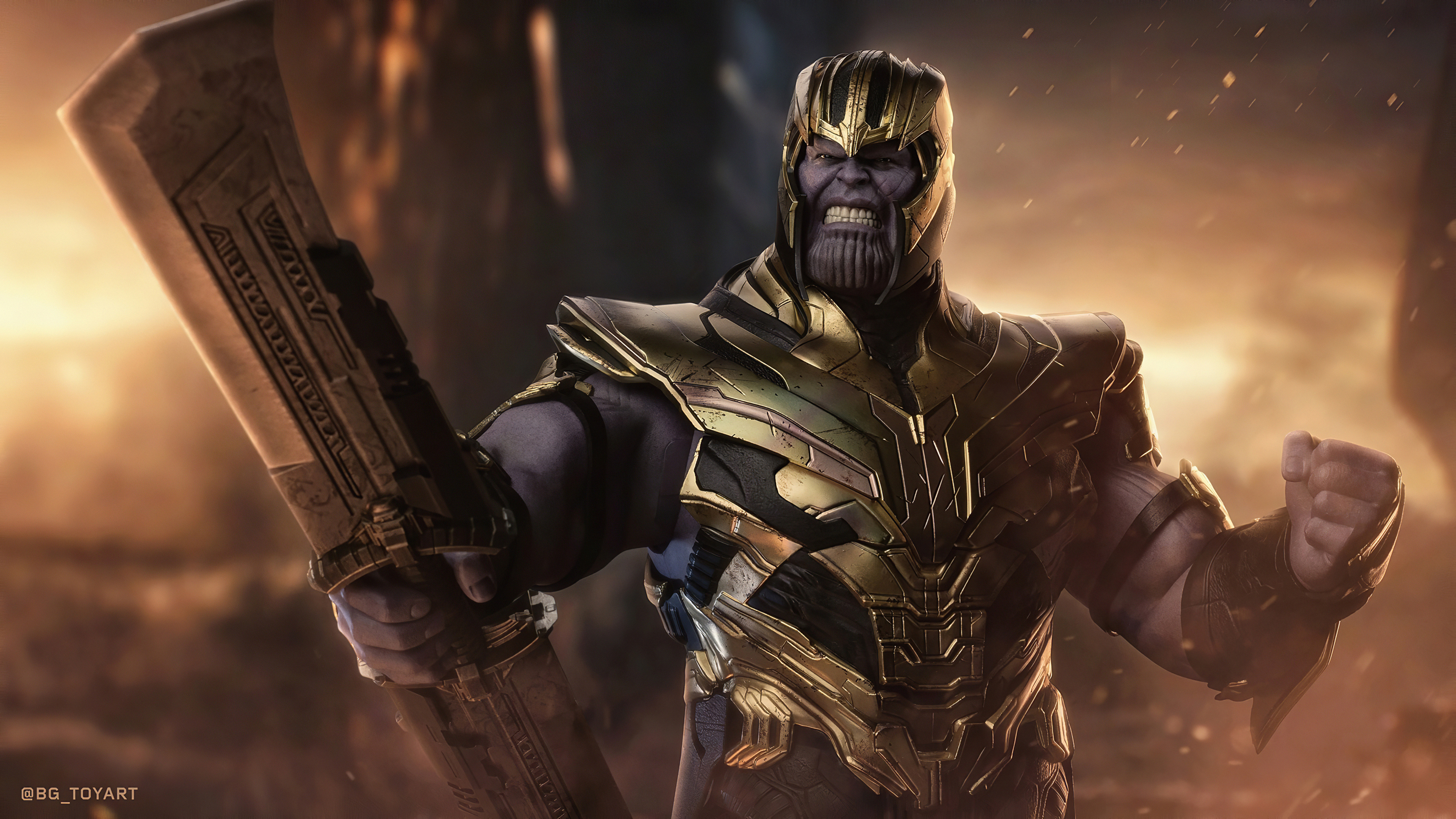 Thanos, 4K art wallpaper, Marvel artwork, Cosmic villain, 3840x2160 4K Desktop
