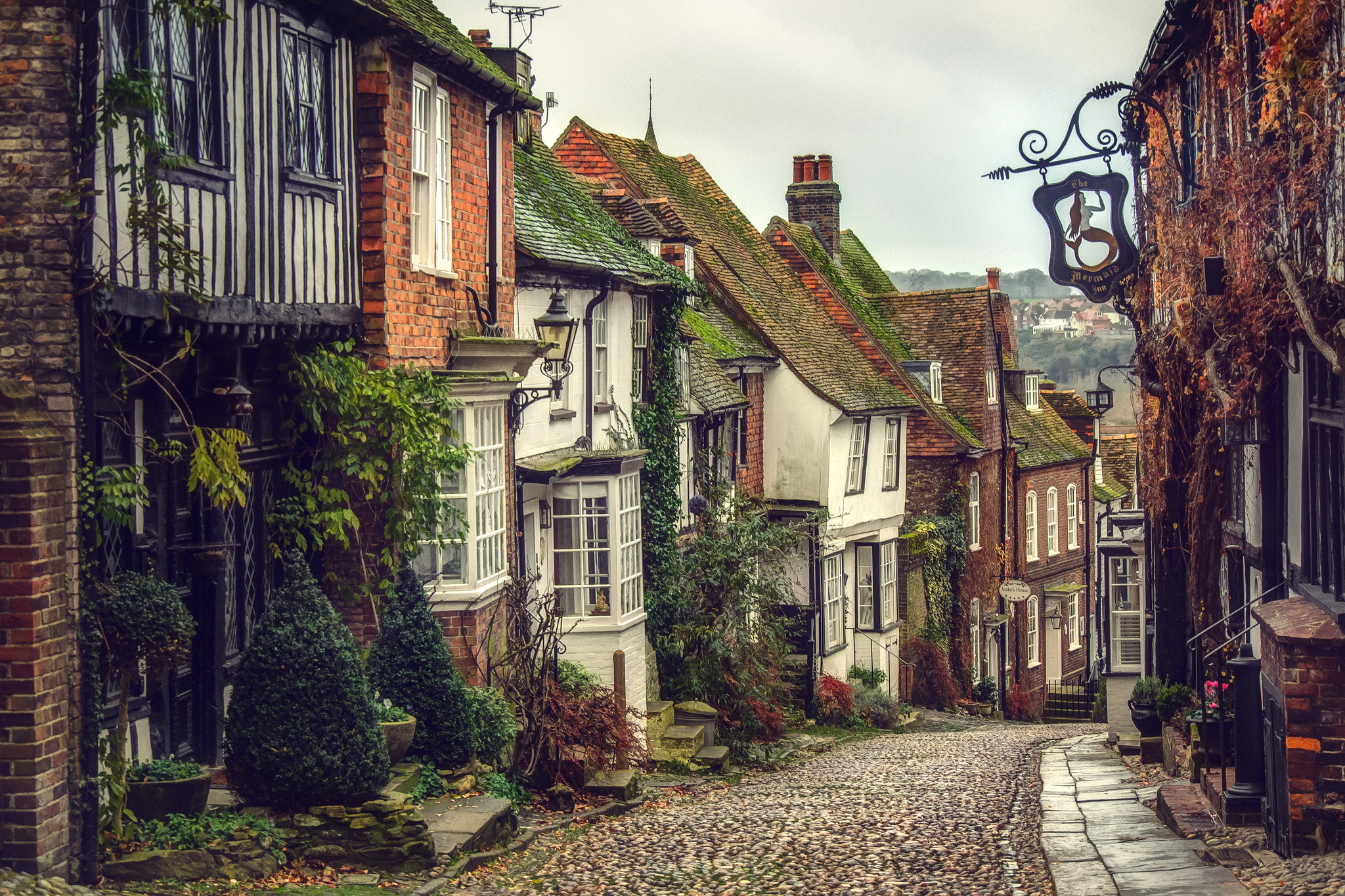 Alley: Mermaid Street in Rye, Historic town in East Sussex, England, Medieval architecture. 2050x1370 HD Wallpaper.