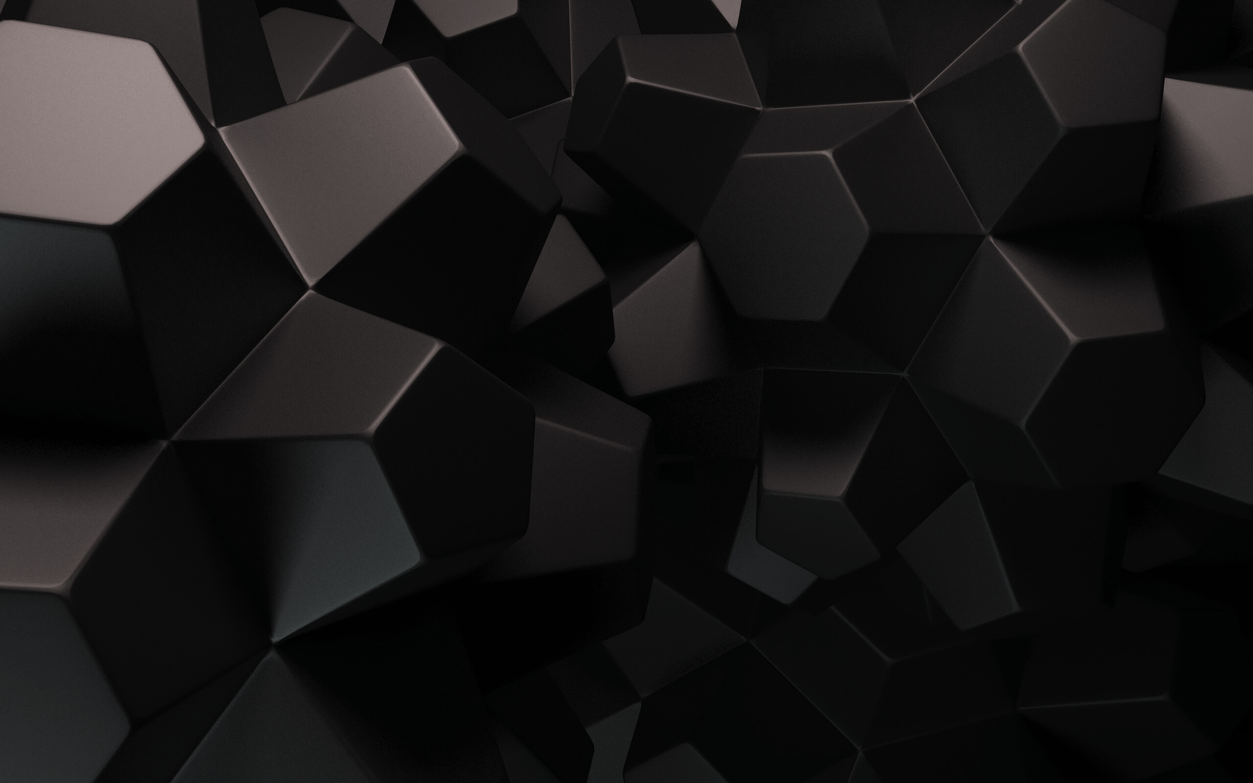 Geometry: Dark three-dimensional figures, Trapezoids, Pentagons. 2560x1600 HD Background.
