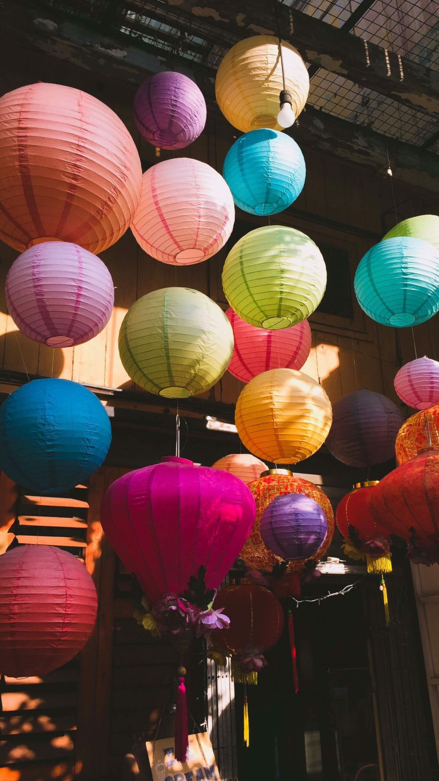 Lanterns: May be used for signaling, Decoration, The source of light. 1440x2560 HD Background.