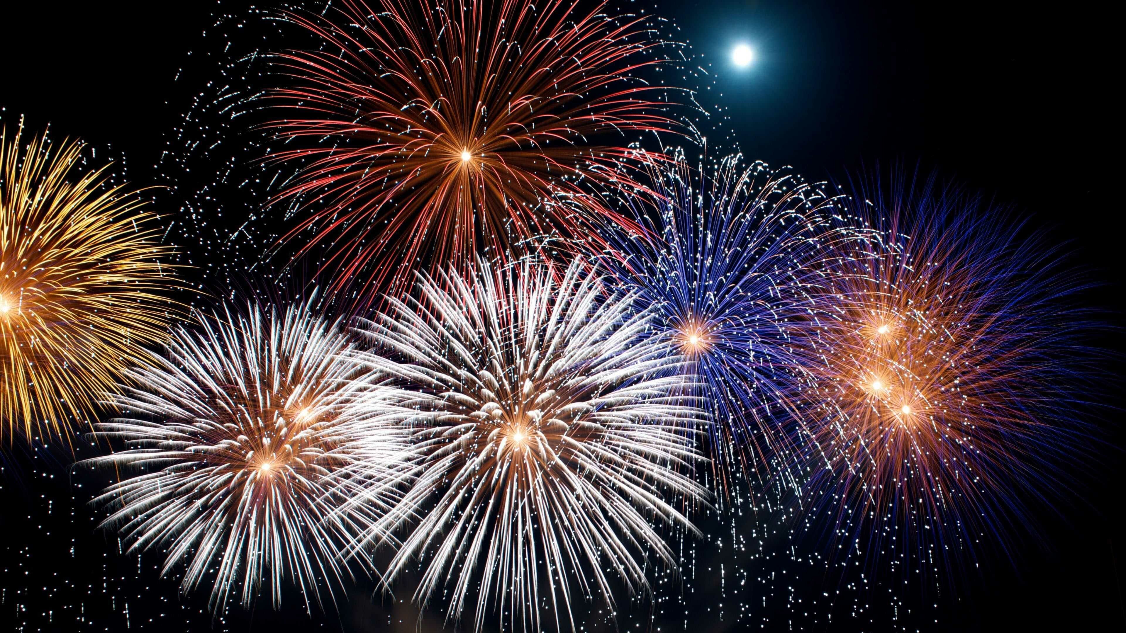 Celebration: Fireworks, Festivity, Party, Atmosphere. 3840x2160 4K Background.
