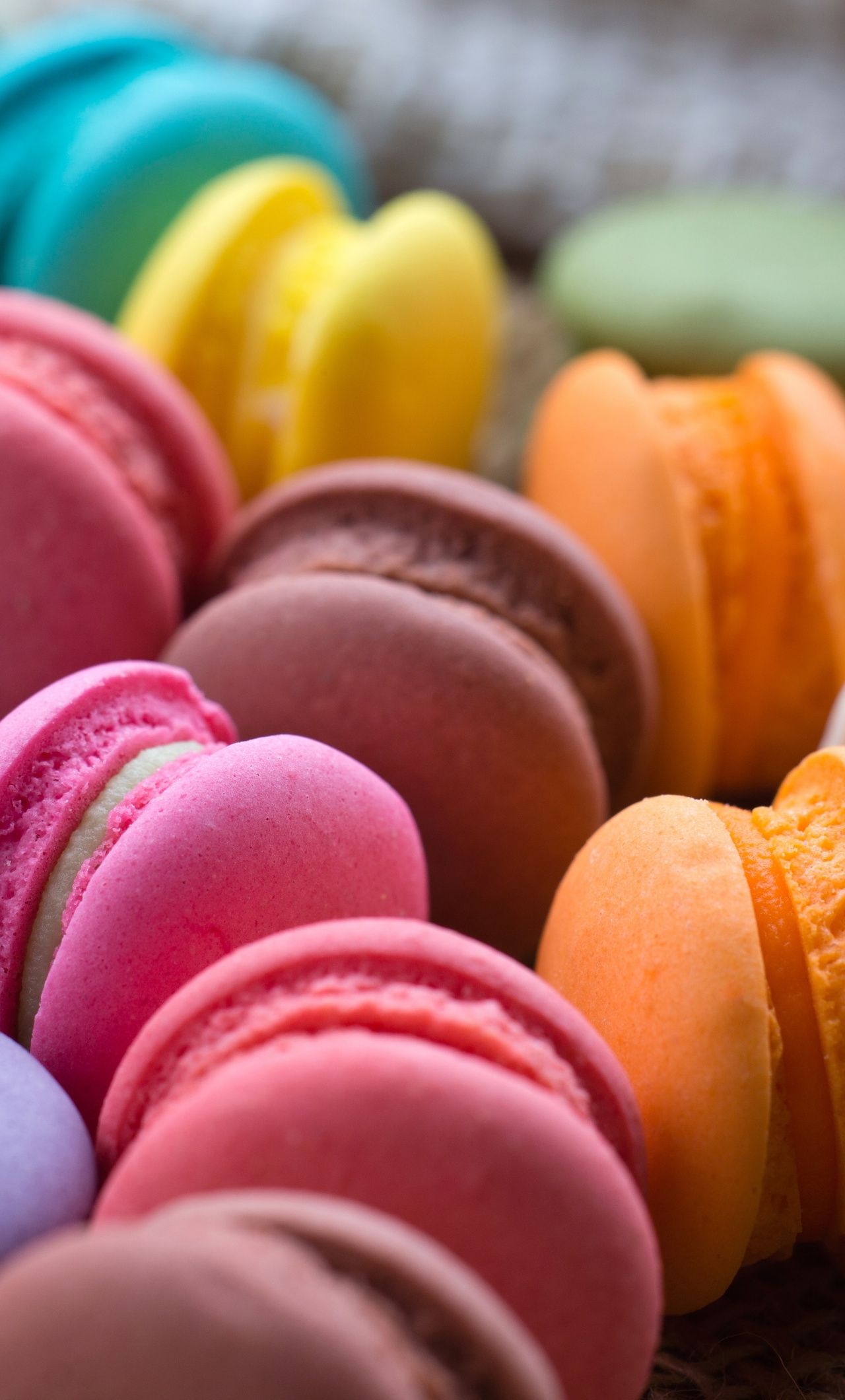 Macaron: Iconic cookie, Arrived in France in the early 16th century. 1280x2120 HD Background.