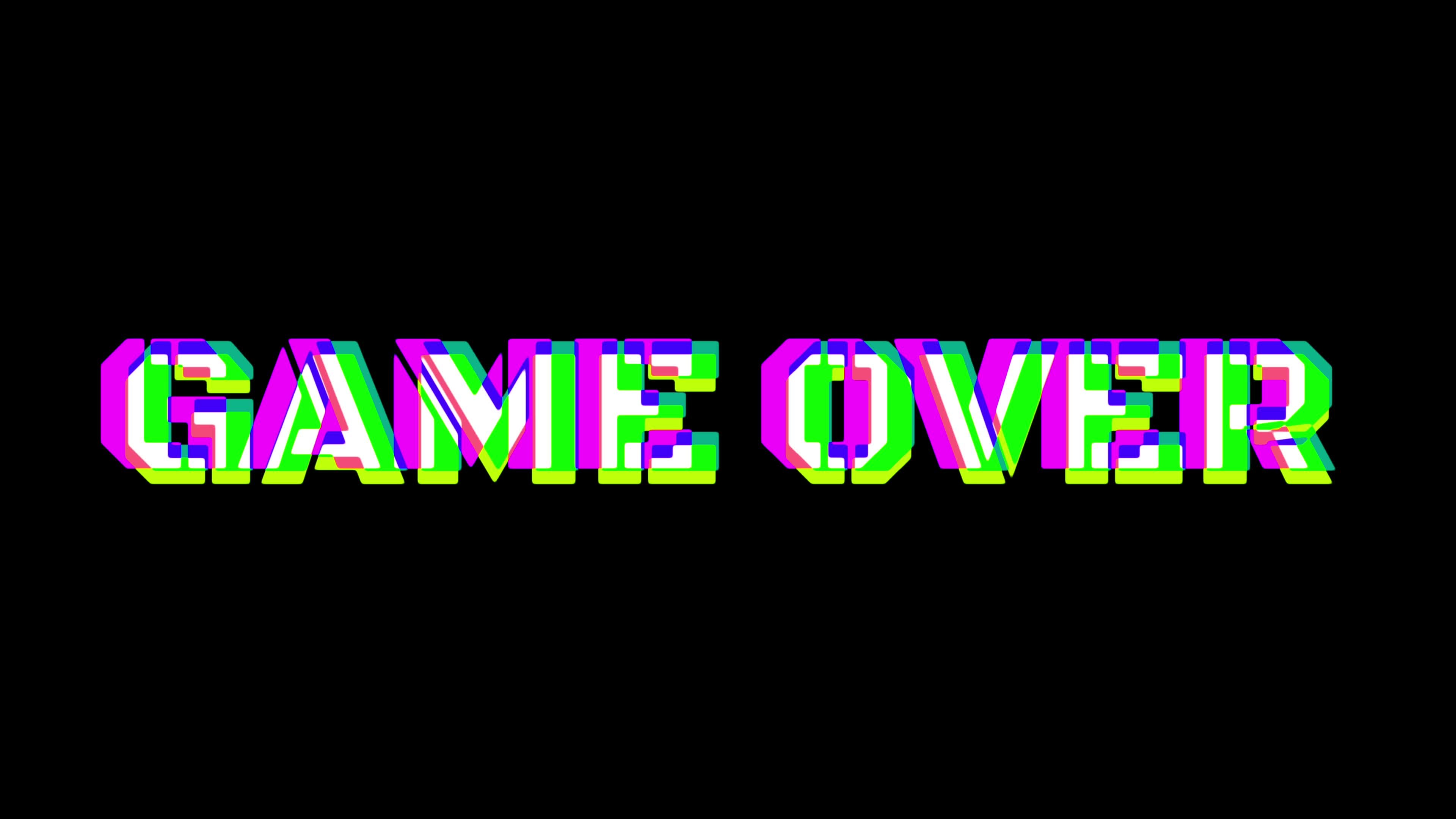 Game Over, Colorful animation, Glitch effect, Dynamic, 3840x2160 4K Desktop