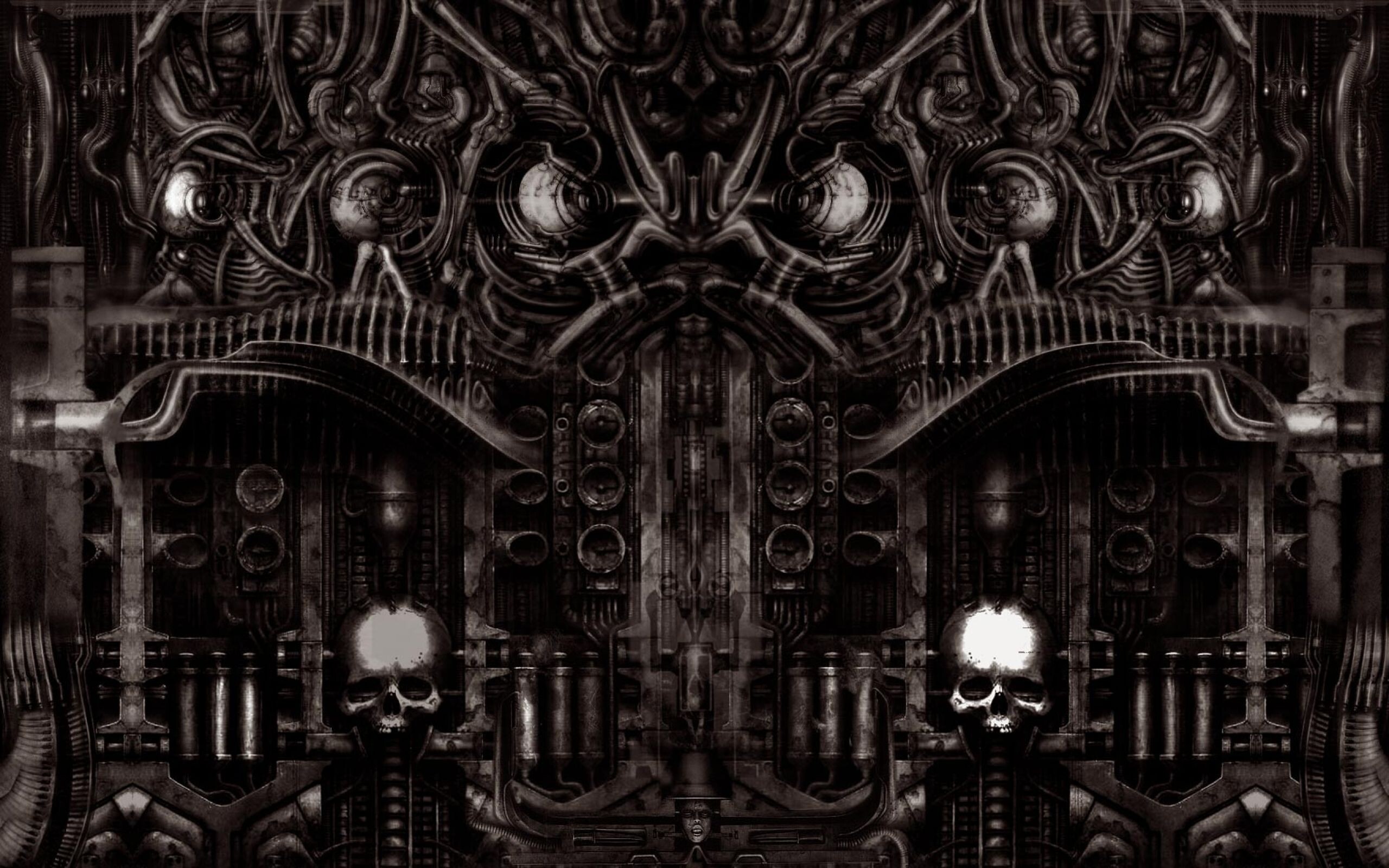 H.R. Giger: Gothic Skulls, Necro-Gothic Style Of Imaging. 2560x1600 HD Background.