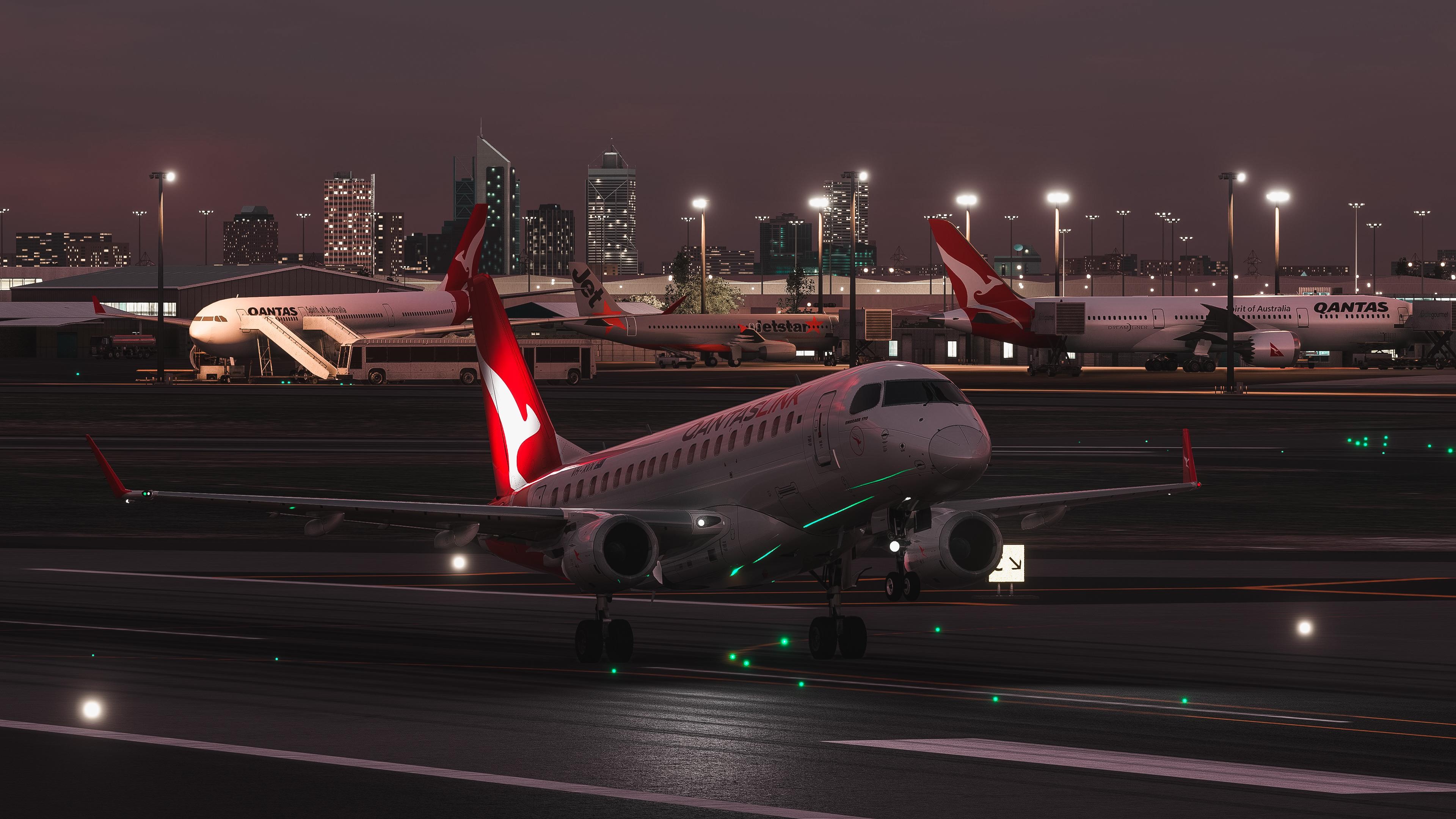 Embraer 170, QantasLink, Perth YPPH, 3840x2160 4K Desktop