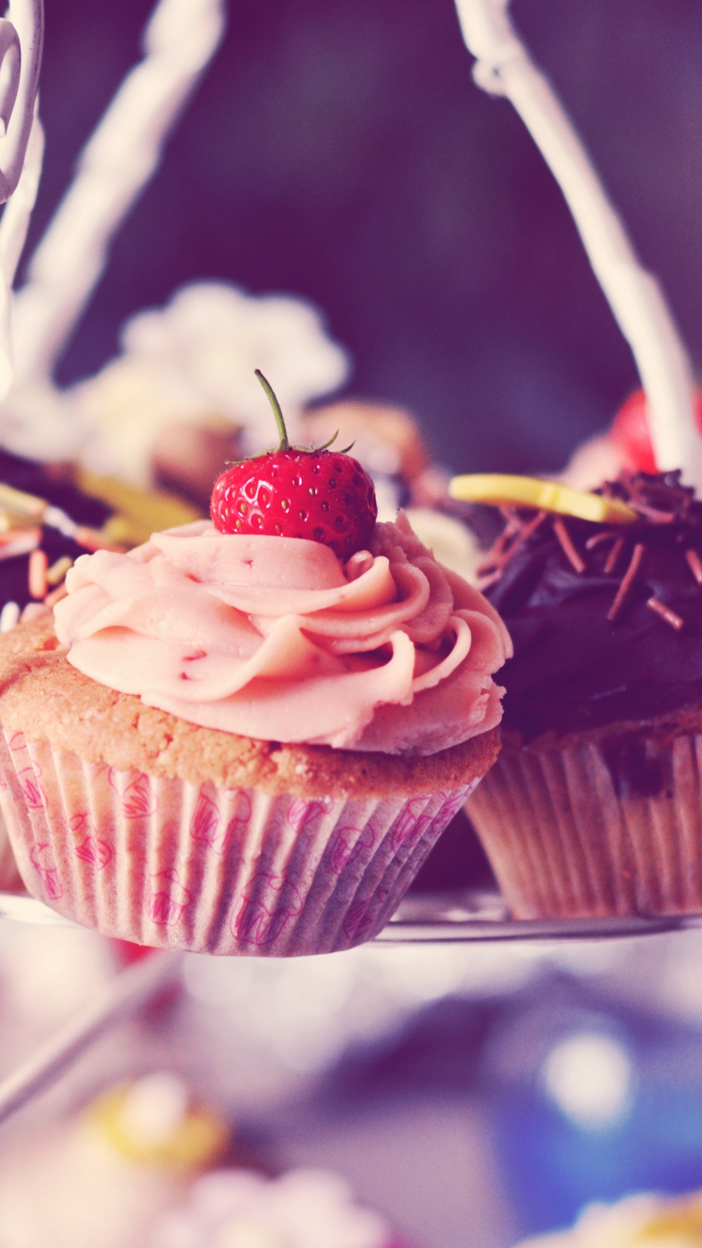 Strawberry cream cupcake, Chocolate delight, Sweet treat, Yummy food, 1440x2560 HD Phone