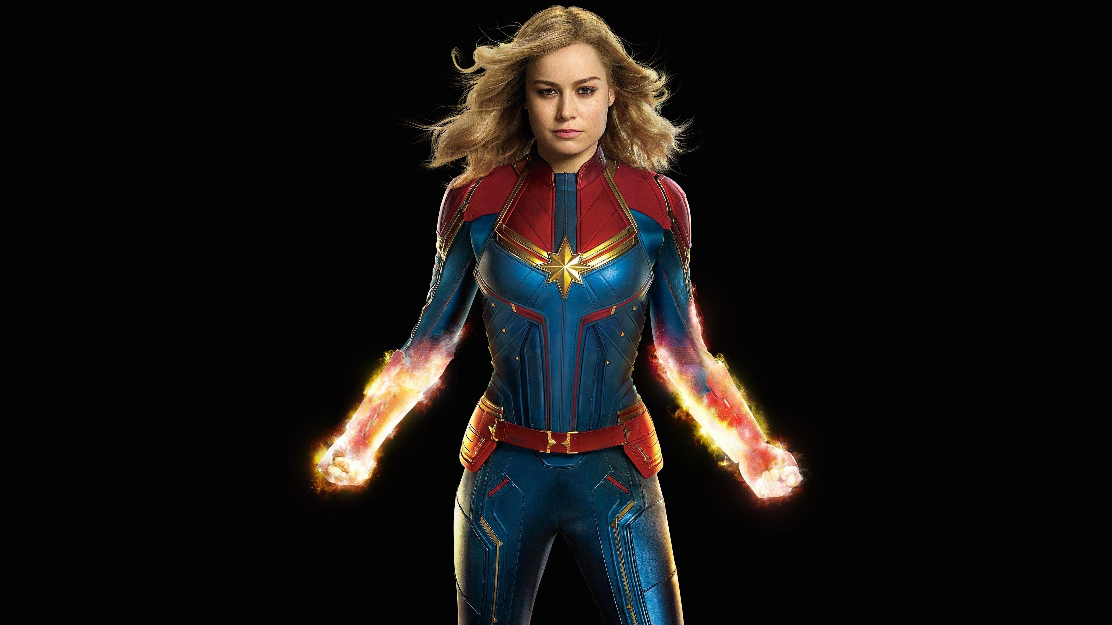 Captain Marvel: Carol Danvers, Superheroes, Portrayed primarily by Brie Larson. 3840x2160 4K Wallpaper.