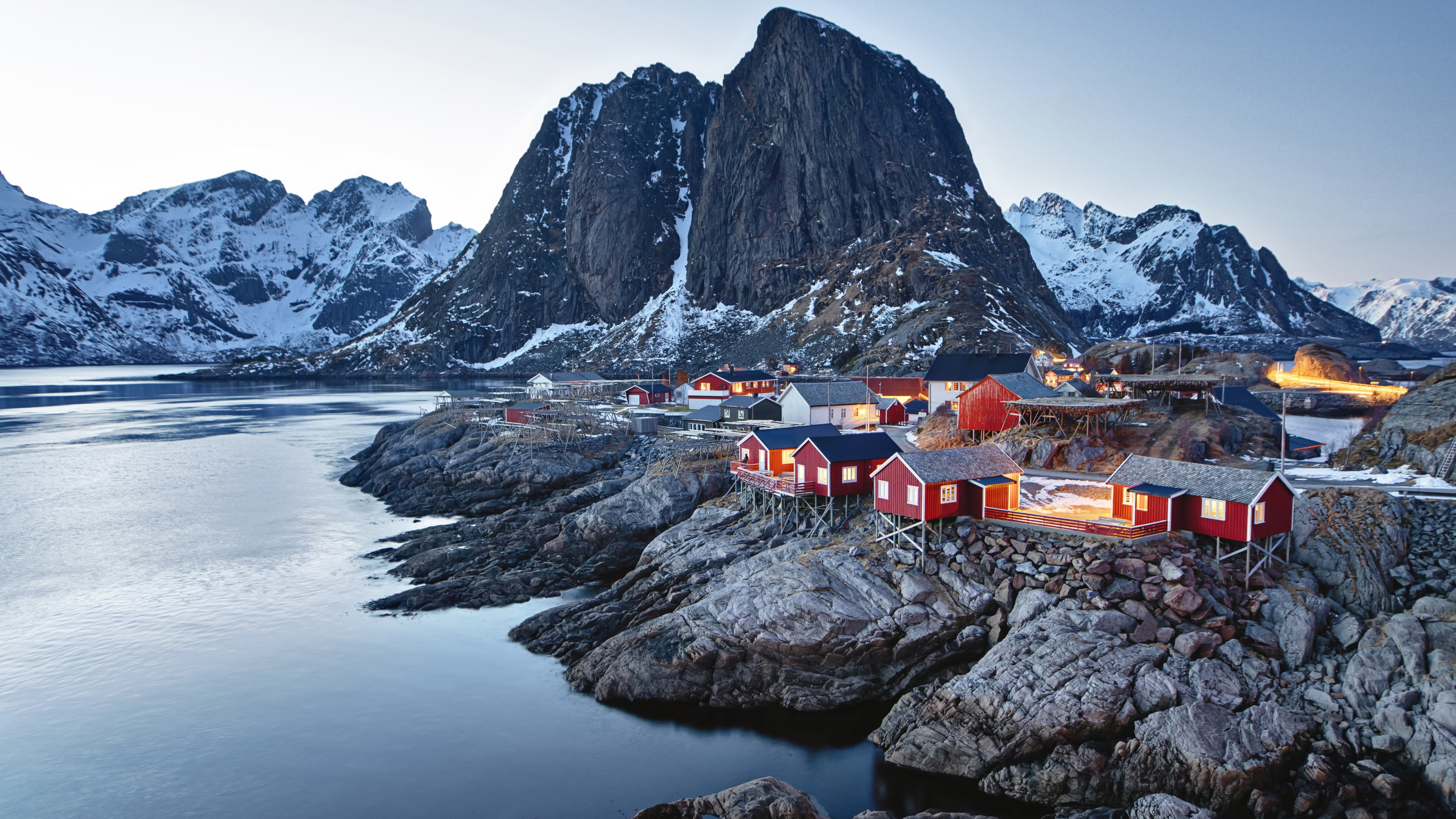 Town: Lofoten archipelago, A traditional fishermen's district in the county of Nordland, Norway. 3840x2160 4K Wallpaper.