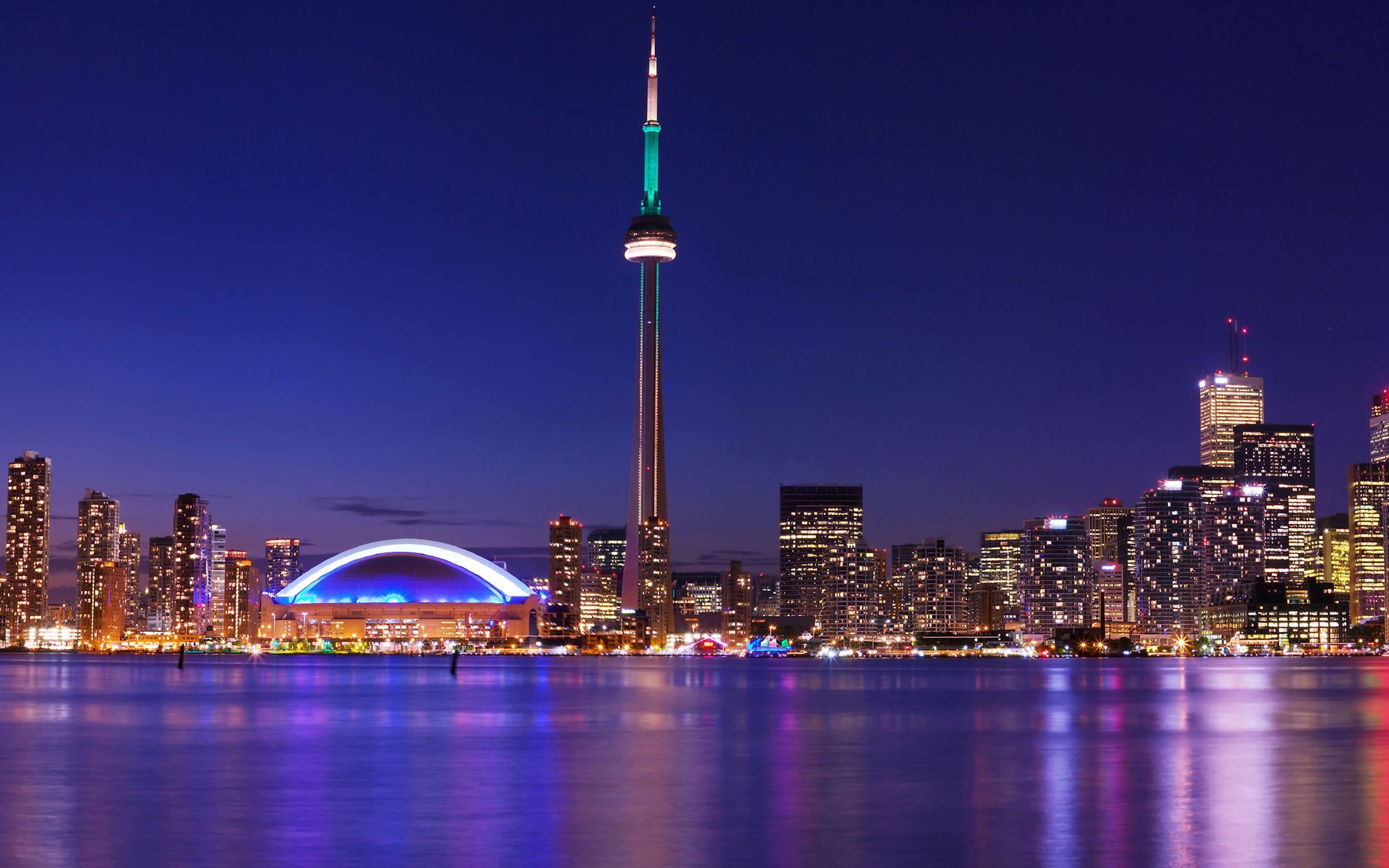 Toronto Skyline at Night, HD wallpapers, Nighttime beauty, Urban lights, 3200x2000 HD Desktop