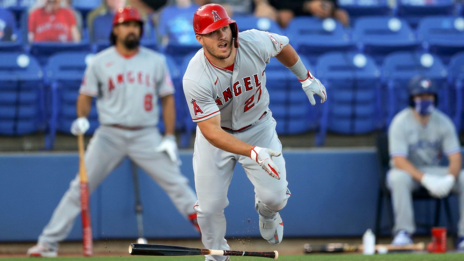 Mike Trout: Two-time American League MVP, Baseball player. 1920x1080 Full HD Background.
