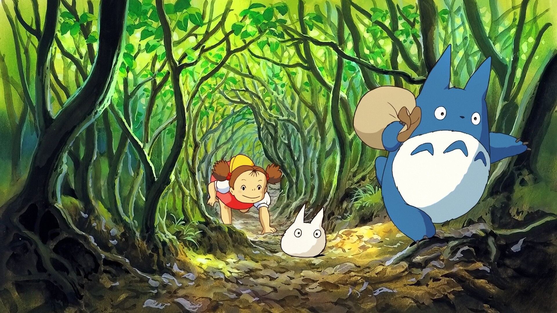 Studio Ghibli: The film tells the story of a professor's daughters Satsuki and Mel, Totoro. 1920x1080 Full HD Wallpaper.