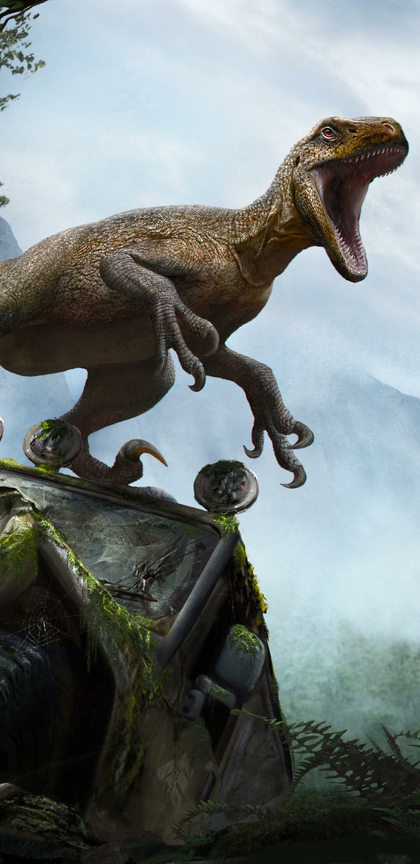 Jurassic World: Tyrannosaurus, Fictional movie, Universal Pictures. 1440x2960 HD Background.