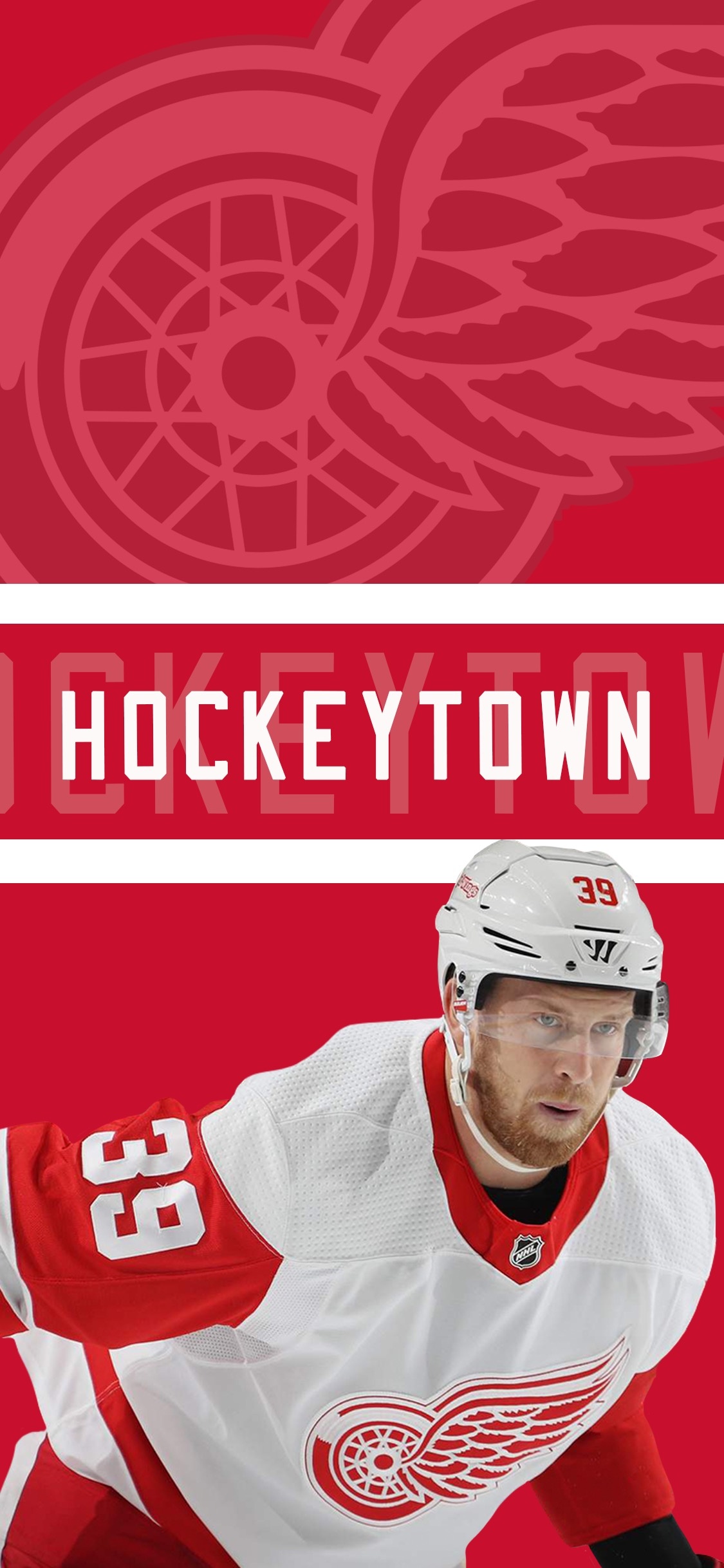 Detroit Red Wings: "Hockeytown" is a registered trademark owned by the franchise since 1996. 1130x2440 HD Background.