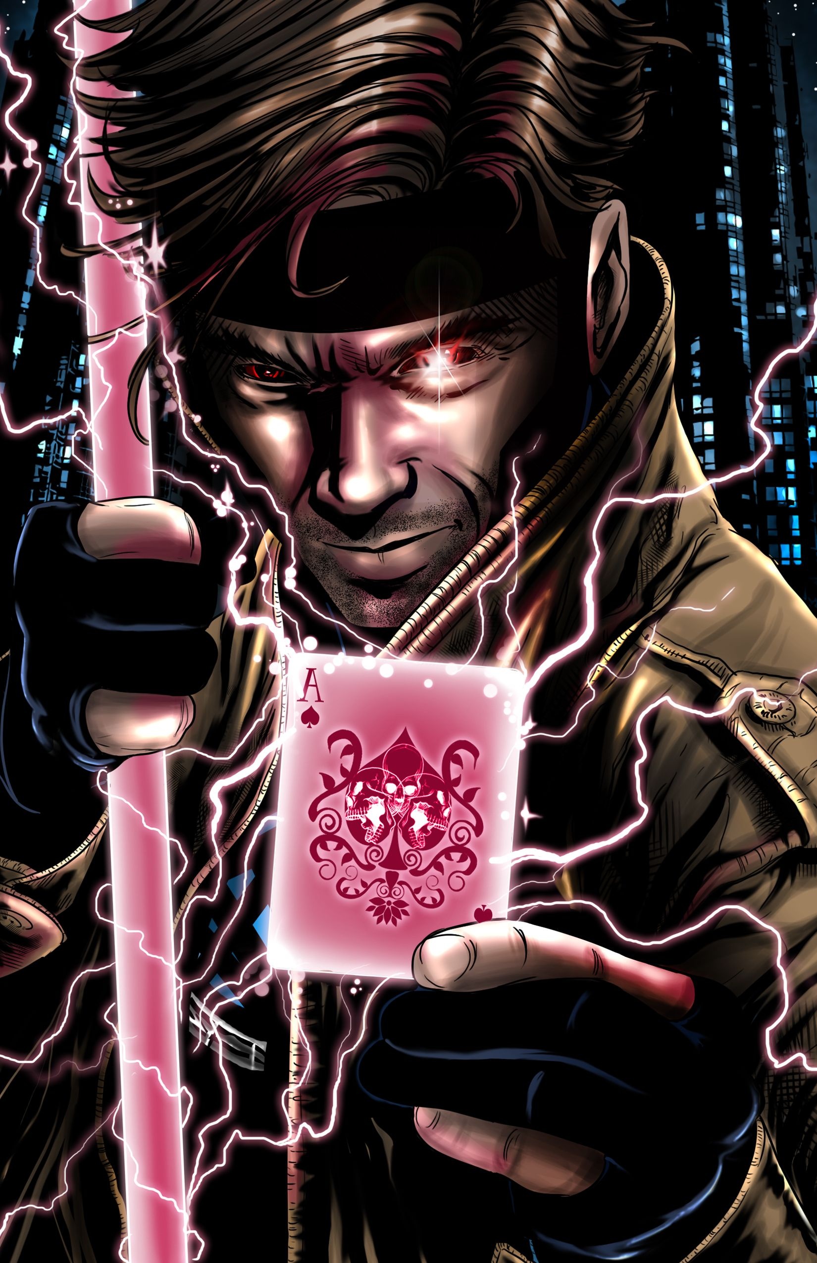 Gambit, Marvel Comics, Charged playing cards, Staff wielder, 1650x2550 HD Phone