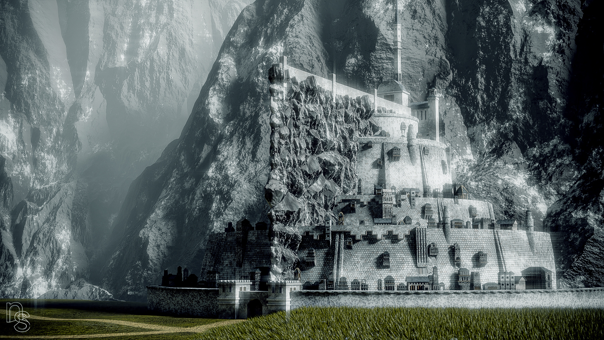 Gondor: The city of Kings called the White Tower, The most prominent kingdom of Men in Middle-earth. 1920x1080 Full HD Background.