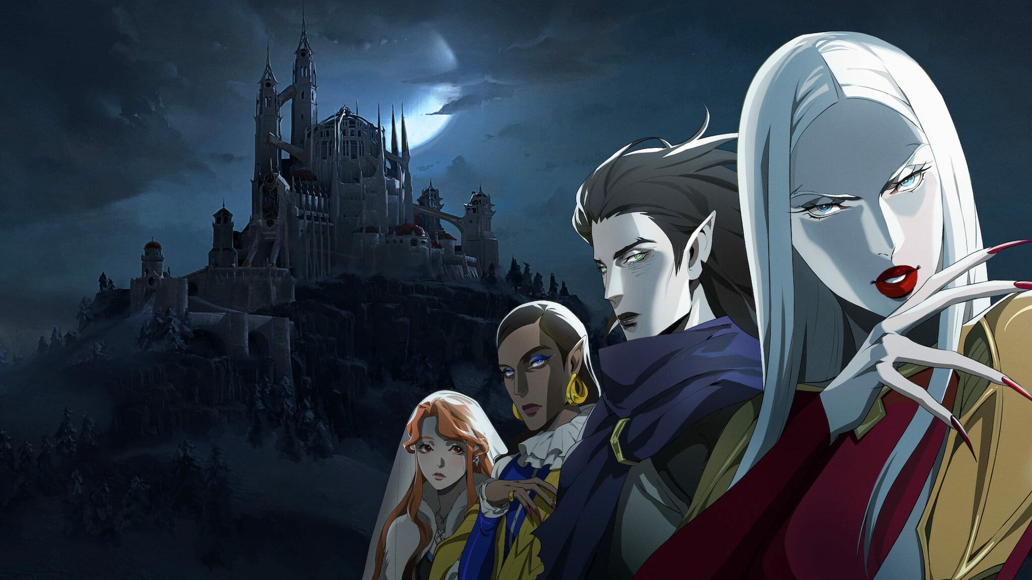 Castlevania (Netflix): A vampire hunter fights to save a besieged city from an army of otherworldly beasts. 2050x1160 HD Background.