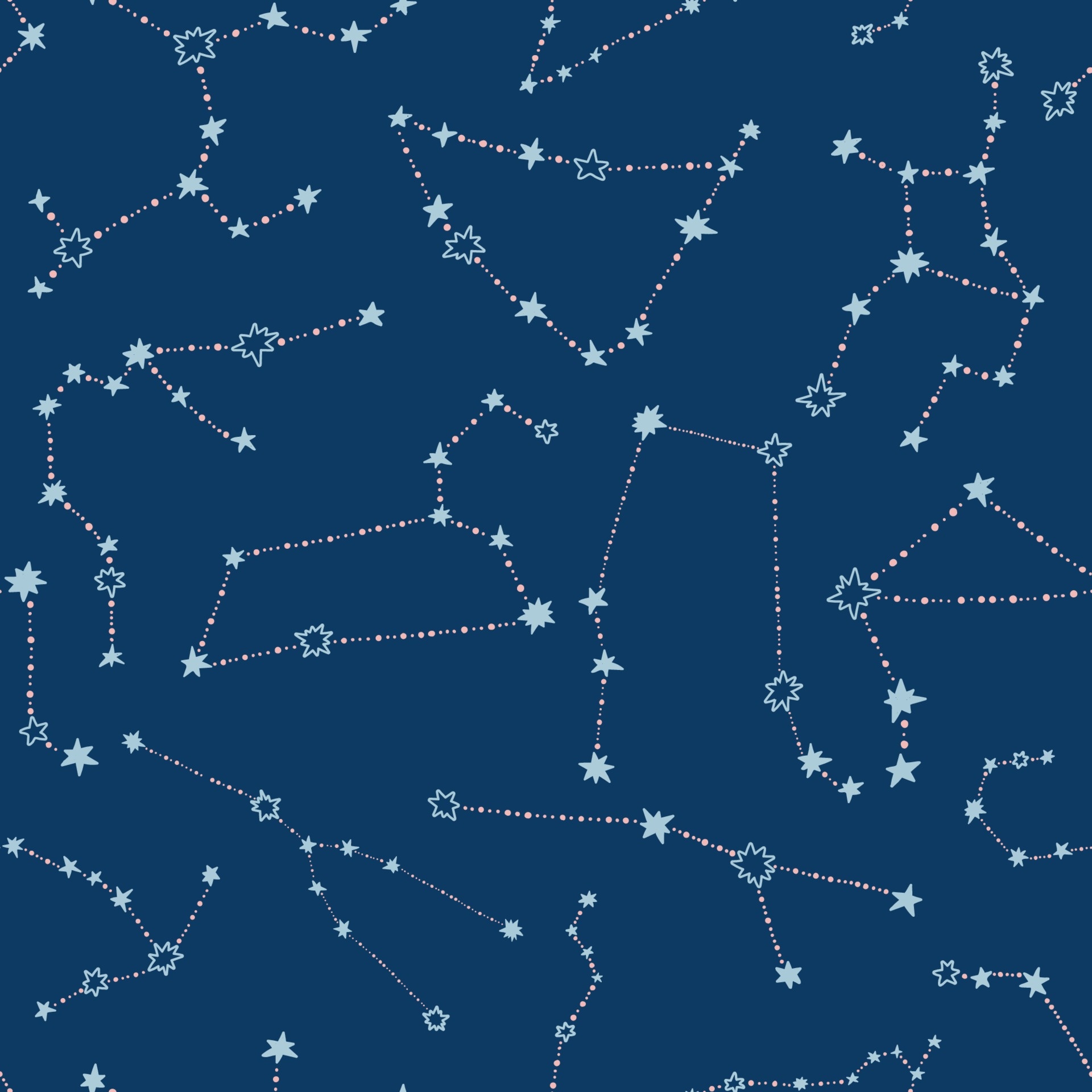 Starry sky, Zodiac constellations, Seamless pattern, Vector art, 1920x1920 HD Phone