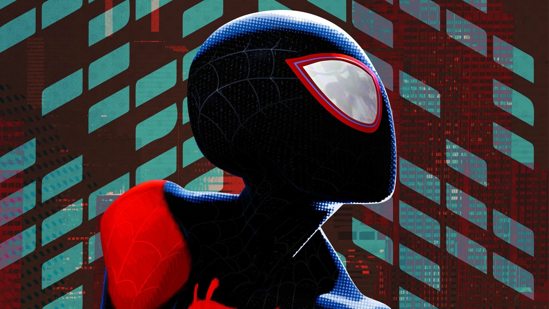 Spider-Man: Into the Spider-Verse: Miles Morales, Black suit, Superhero, Movie. 1920x1080 Full HD Wallpaper.
