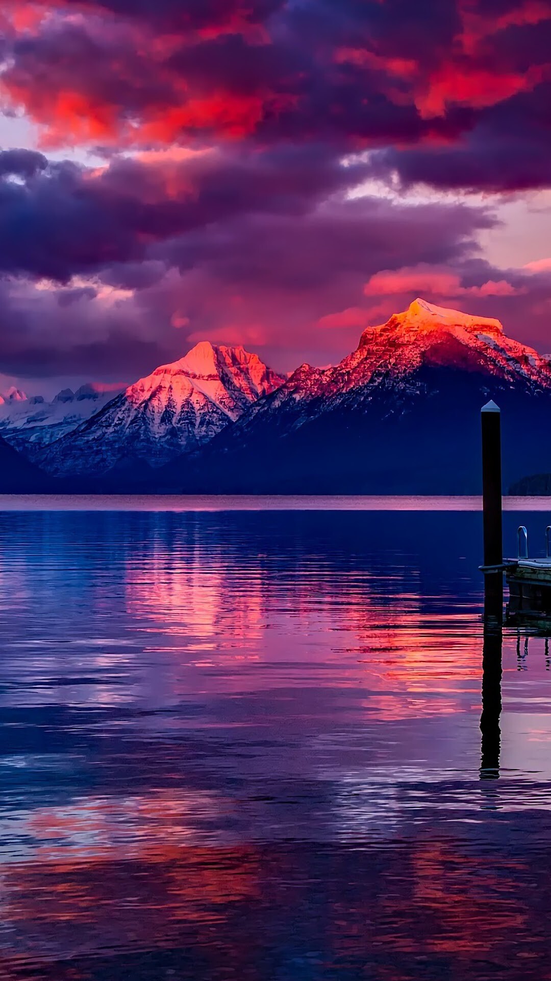 Lake: Mountains, Lake McDonald, Glacier National Park, Out-of-doors. 1080x1920 Full HD Wallpaper.