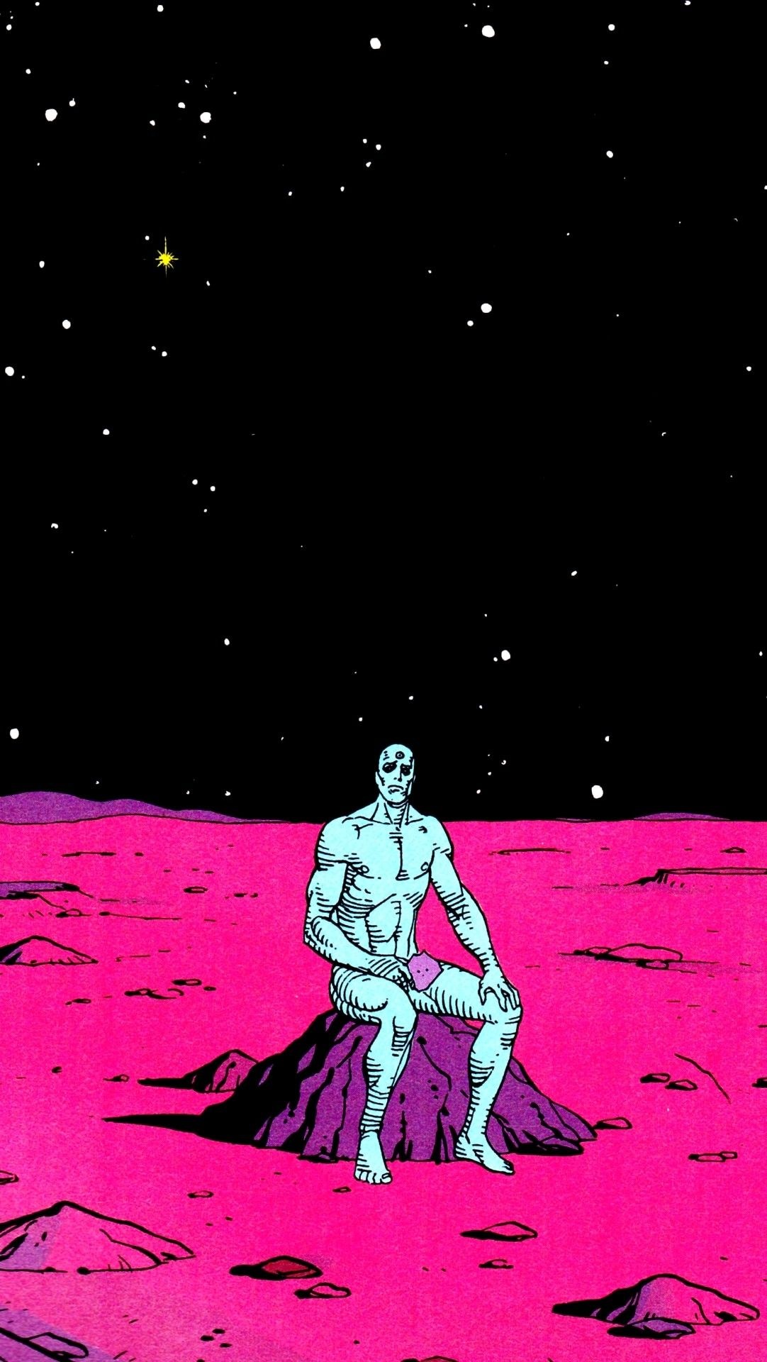Dr. Manhattan, Futuristic hero, Bold backgrounds, Psychedelic visuals, 1090x1920 HD Phone