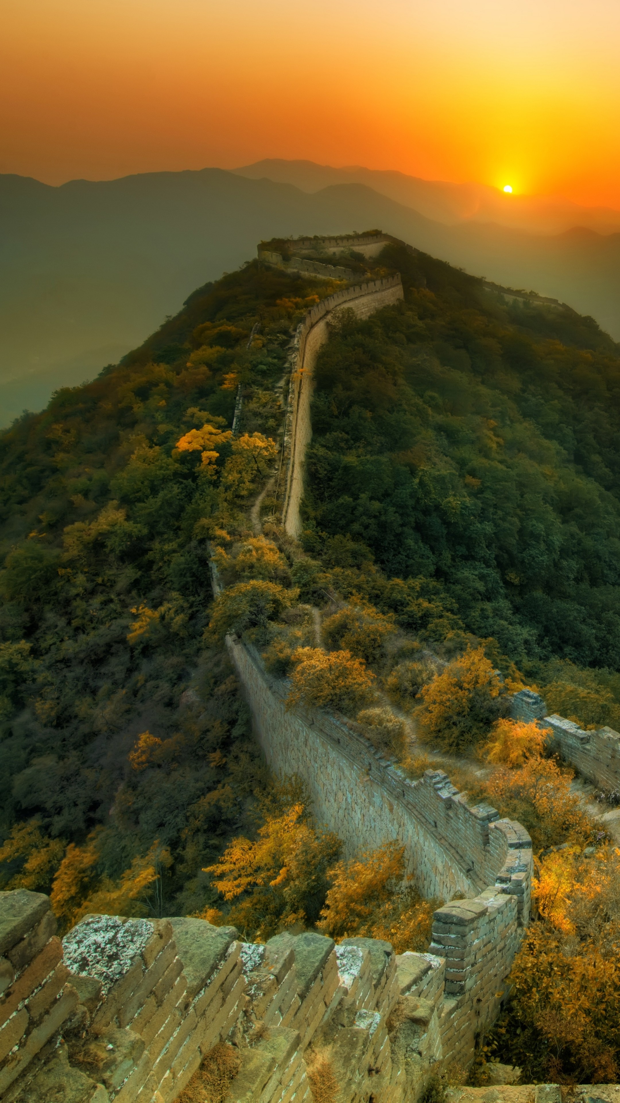 Great Wall of China: Stretches from Liaodong in the east to Lop Lake in the west. 2160x3840 4K Wallpaper.