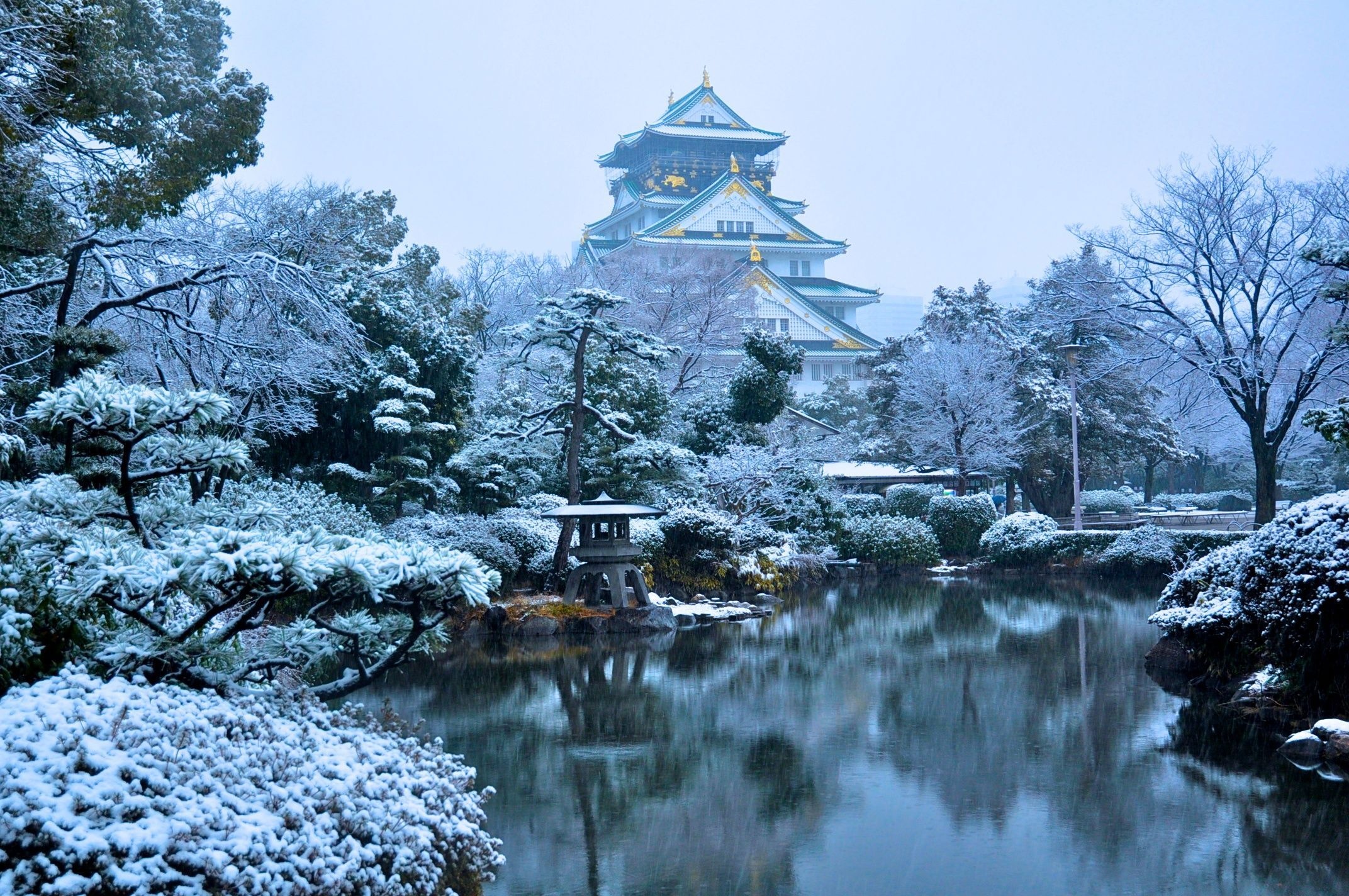 Osaka Castle, Travels, Winter scene, Chilly charm, 2150x1430 HD Desktop