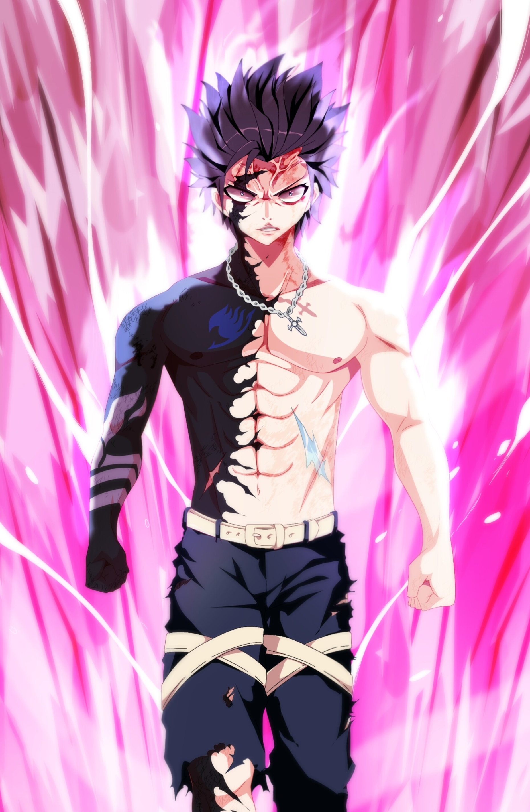 Fairy Tail: Gray Fullbuster, orphaned by the Etherious Deliora at age eight. 1860x2850 HD Wallpaper.