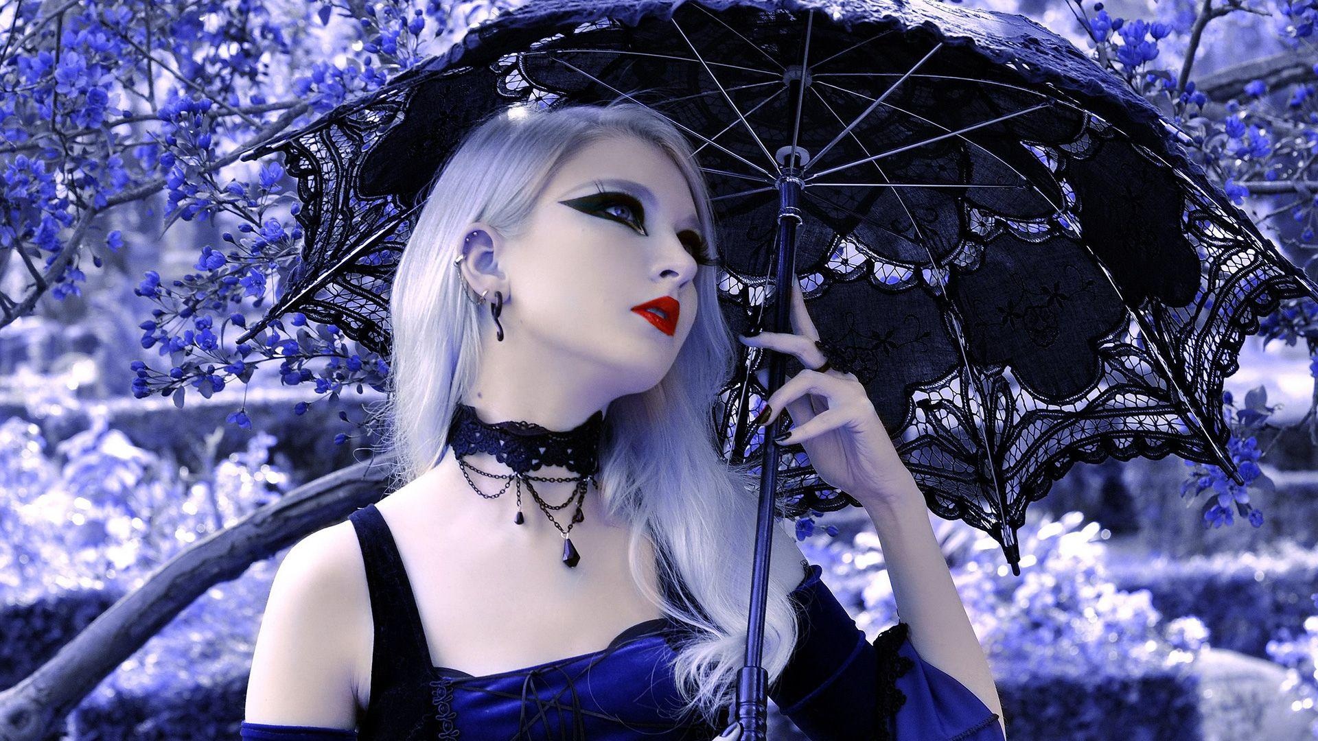 Goth Girl: Gothic beauty, Dramatic look, Victorian-inspired goth style. 1920x1080 Full HD Wallpaper.