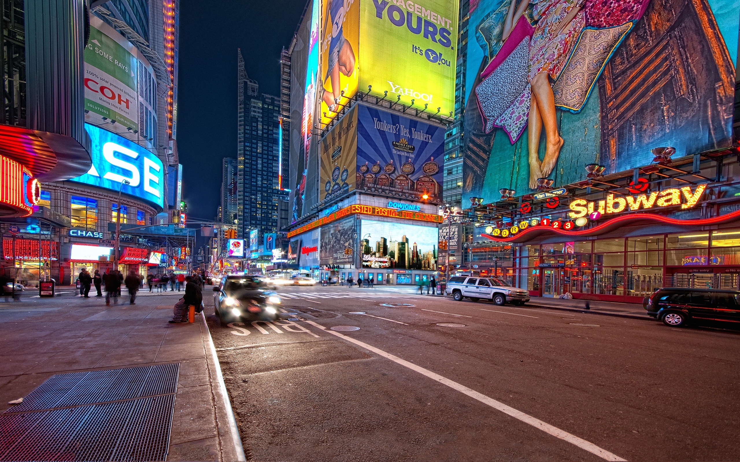 New York Streets, Free download, New York night street, City wallpapers, 2560x1600 HD Desktop