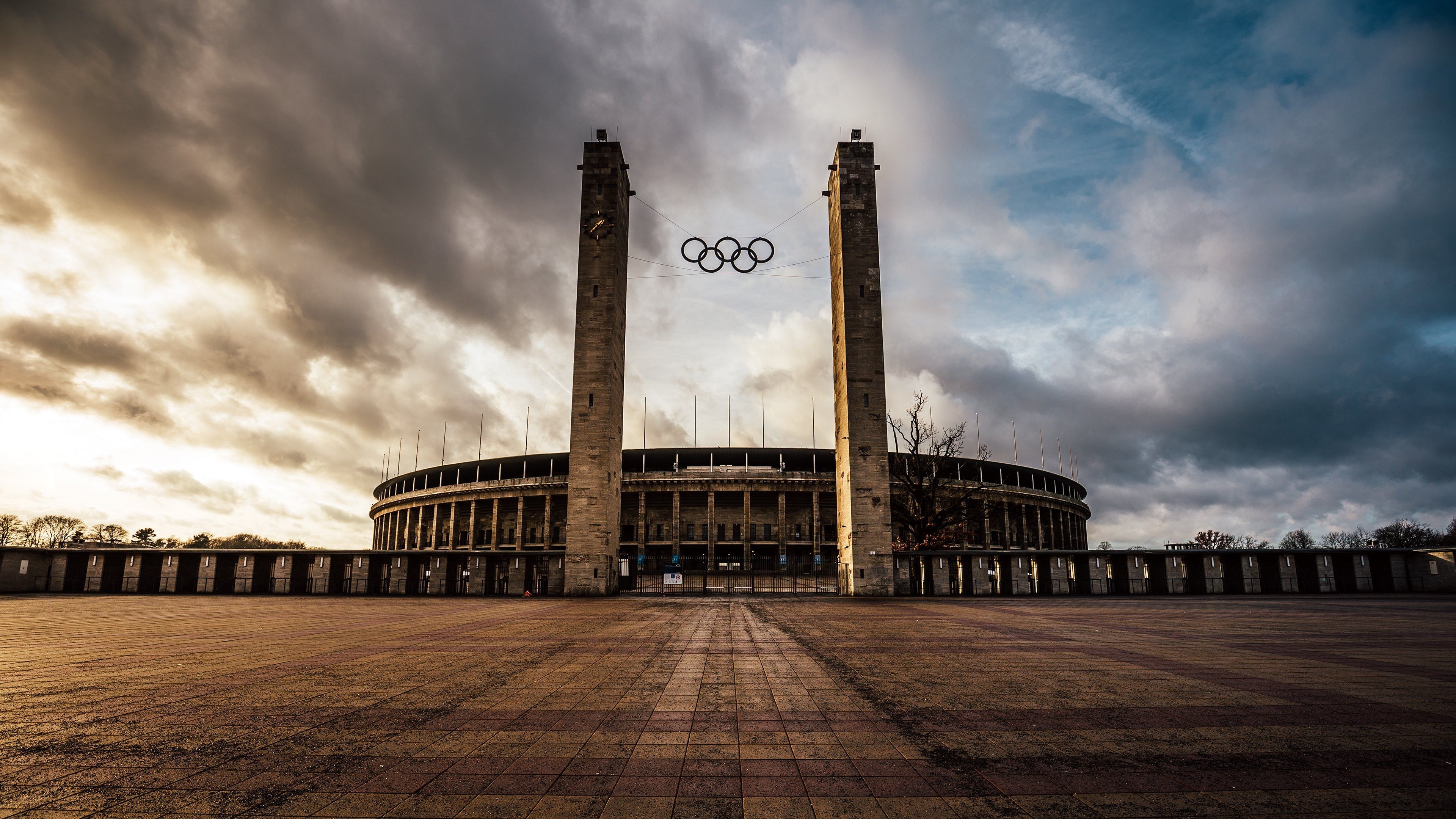 Olympics: The Olympiastadion, A sports stadium at Olympiapark Berlin, Germany. 3840x2160 4K Wallpaper.