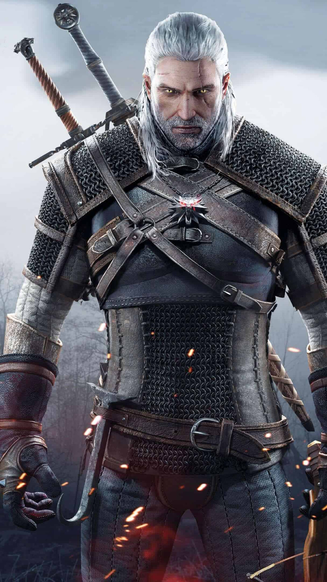 The Witcher (Game): One of the most recognizable protagonists in recent times, CD Projekt's RPG saga. 1080x1920 Full HD Background.