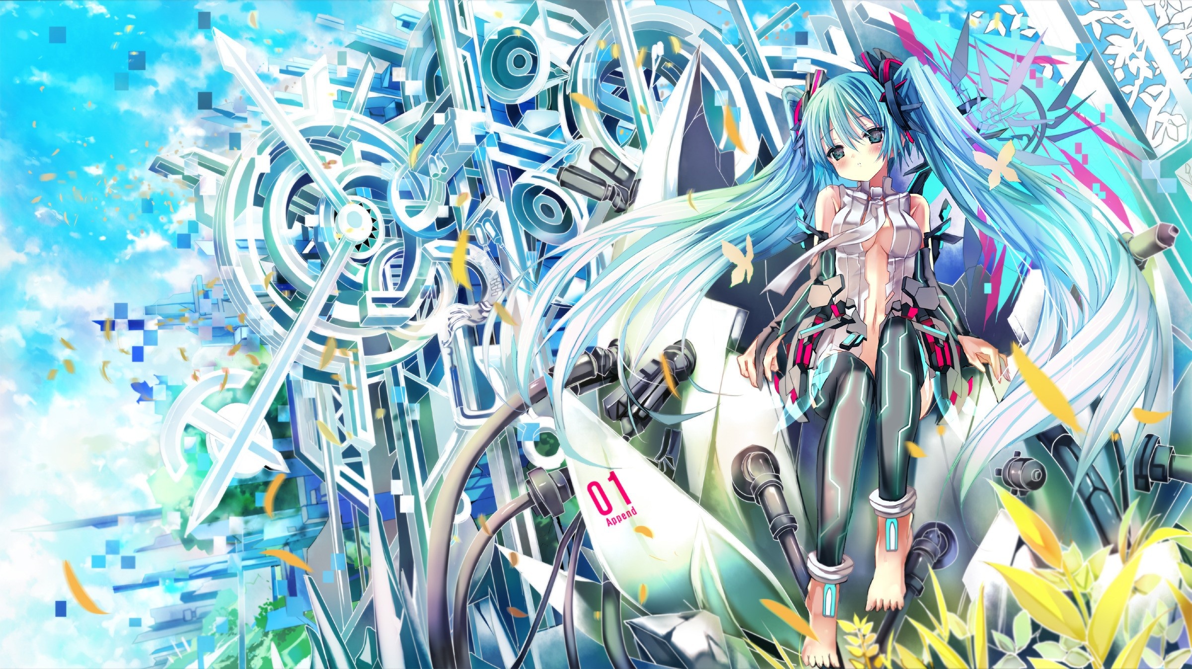 Hatsune Miku music, Vocaloid wallpaper, 2400x1350 HD Desktop