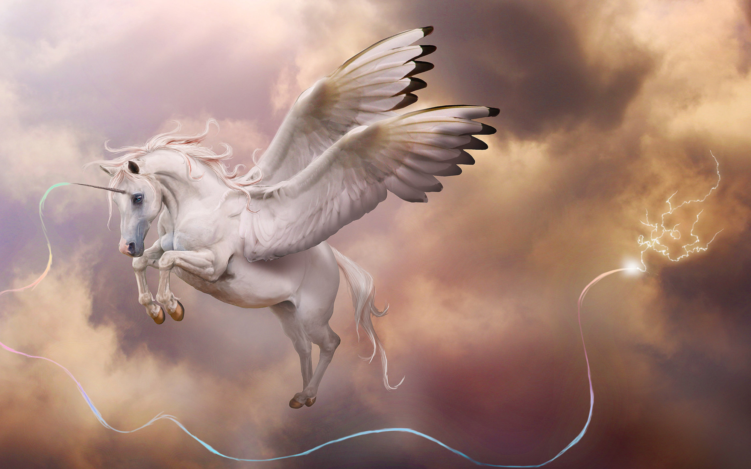 Pegasus unicorn wallpaper, Mythical portraits, Majestic wings, Graceful horse, 2560x1600 HD Desktop