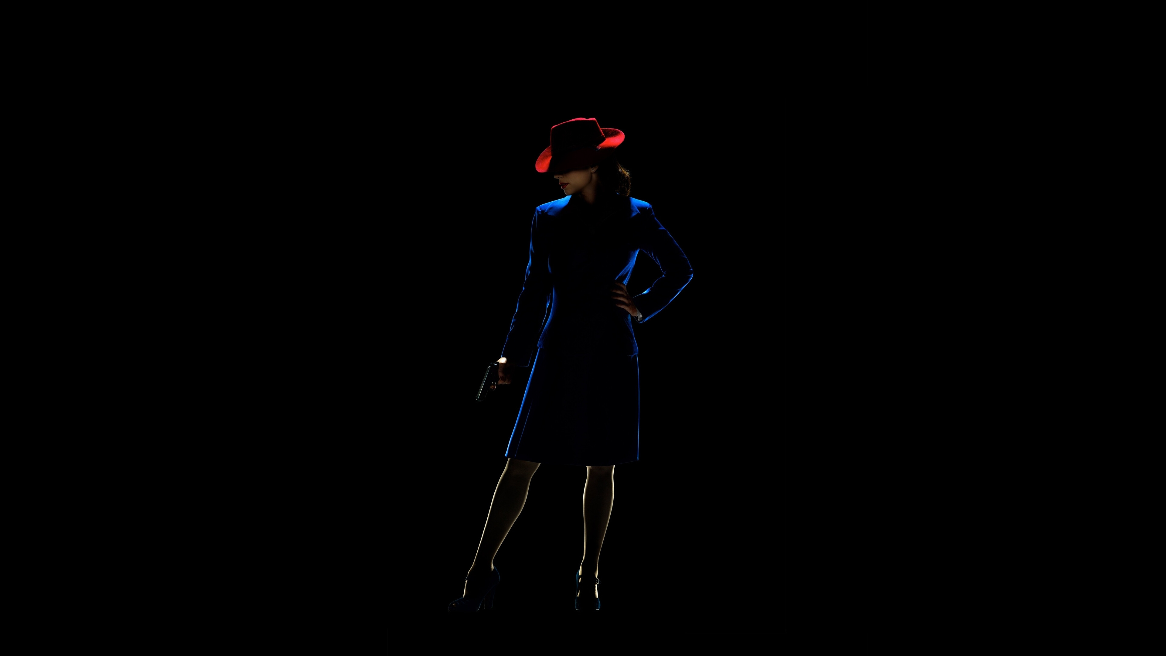 Hayley Atwell: Agent Carter, Dark, Silhouette, An American television series, Peggy Carter. 3840x2160 4K Background.