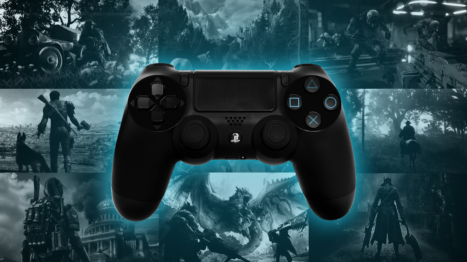 The PlayStation: PS4 games, The DualShock 4, A touchpad. 1920x1080 Full HD Wallpaper.
