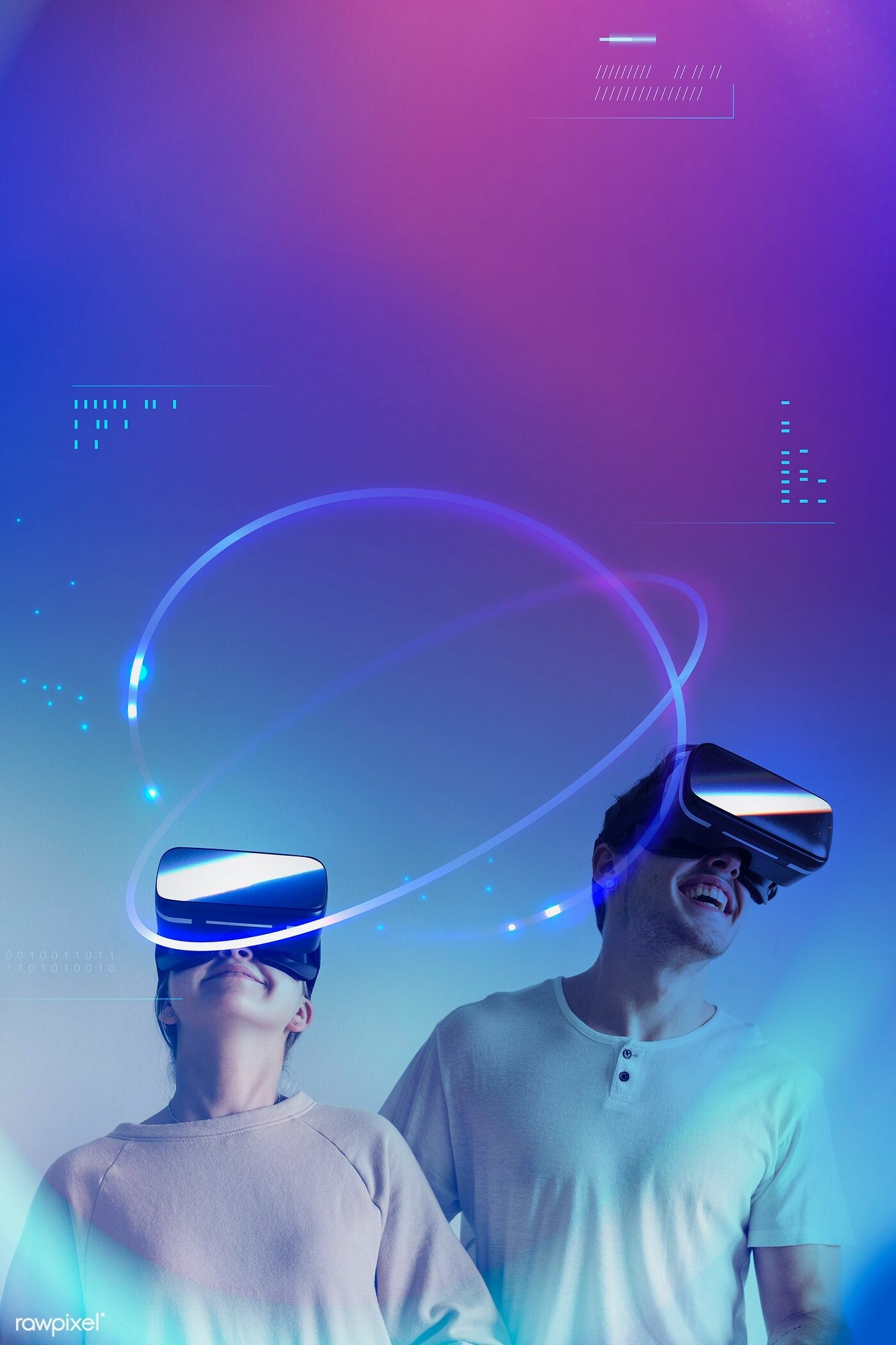 Metaverse 101, Virtual reality art, VR headset experience, Happy couple in metaverse, 1400x2100 HD Phone