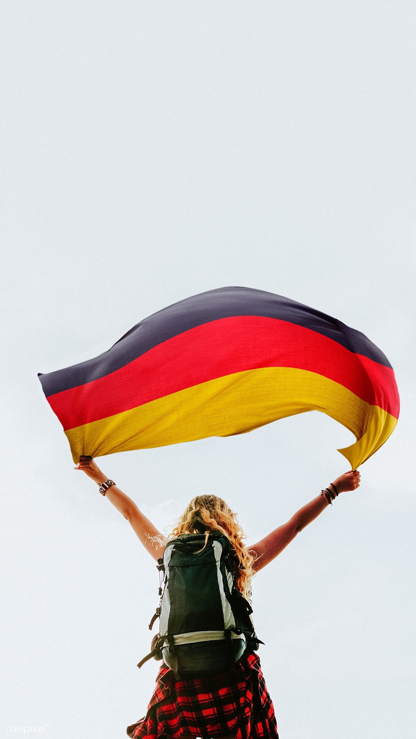 Flag of Germany: The female patriot of the Central European Federal Republic, The Weimar Republic, Developed country. 1400x2490 HD Background.